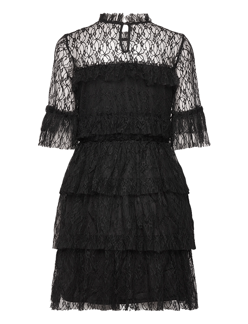 Bubbleroom - Frill Lace Dress - black - 2