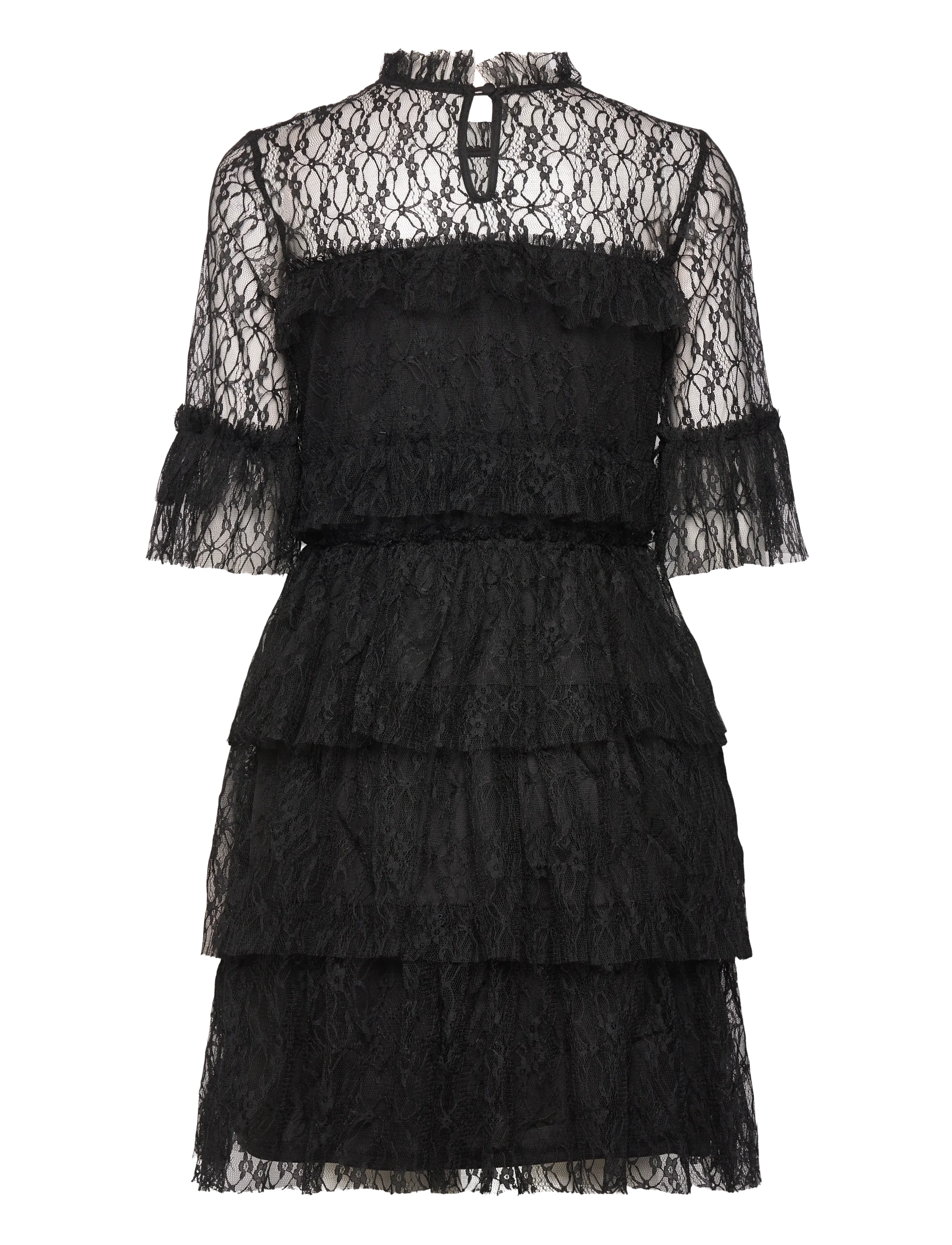 Bubbleroom - Frill Lace Dress - black - 2