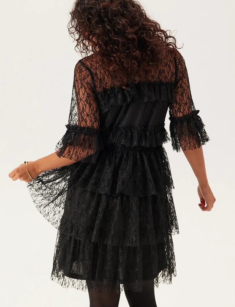 Bubbleroom - Frill Lace Dress - black - 3