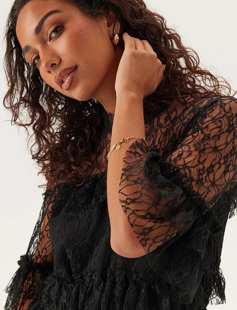 Bubbleroom - Frill Lace Dress - black - 5