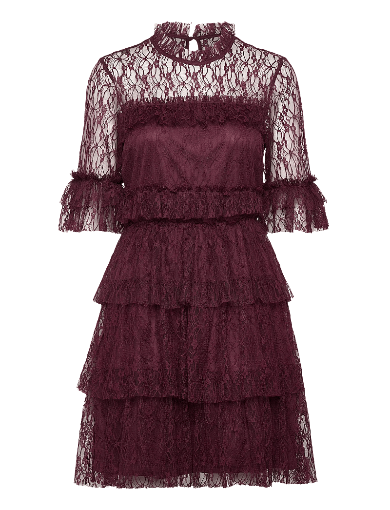 Bubbleroom - Frill Lace Dress - cocktailkleider - burgundy - 1