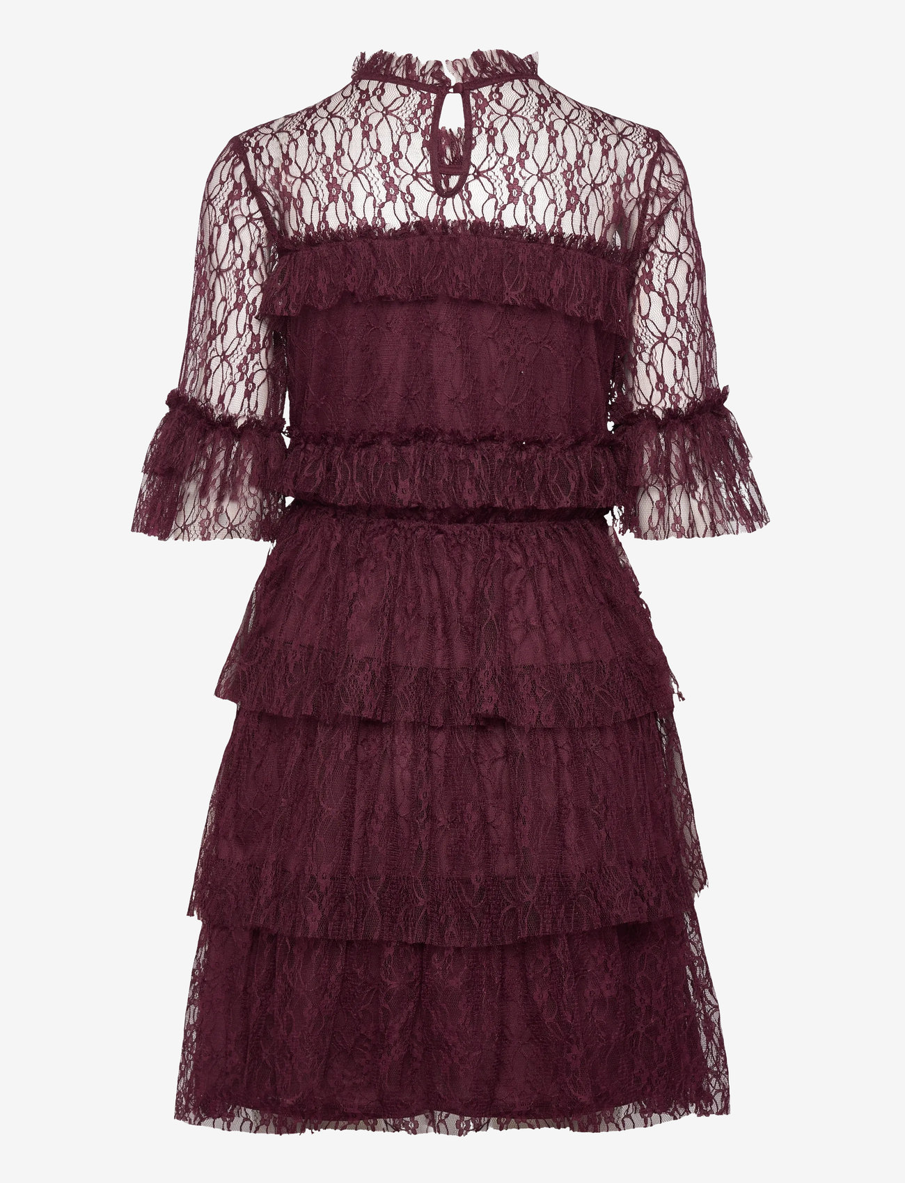 Bubbleroom - Frill Lace Dress - cocktailklänningar - burgundy - 2