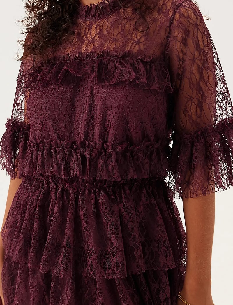 Bubbleroom - Frill Lace Dress - cocktailkleider - burgundy - 5