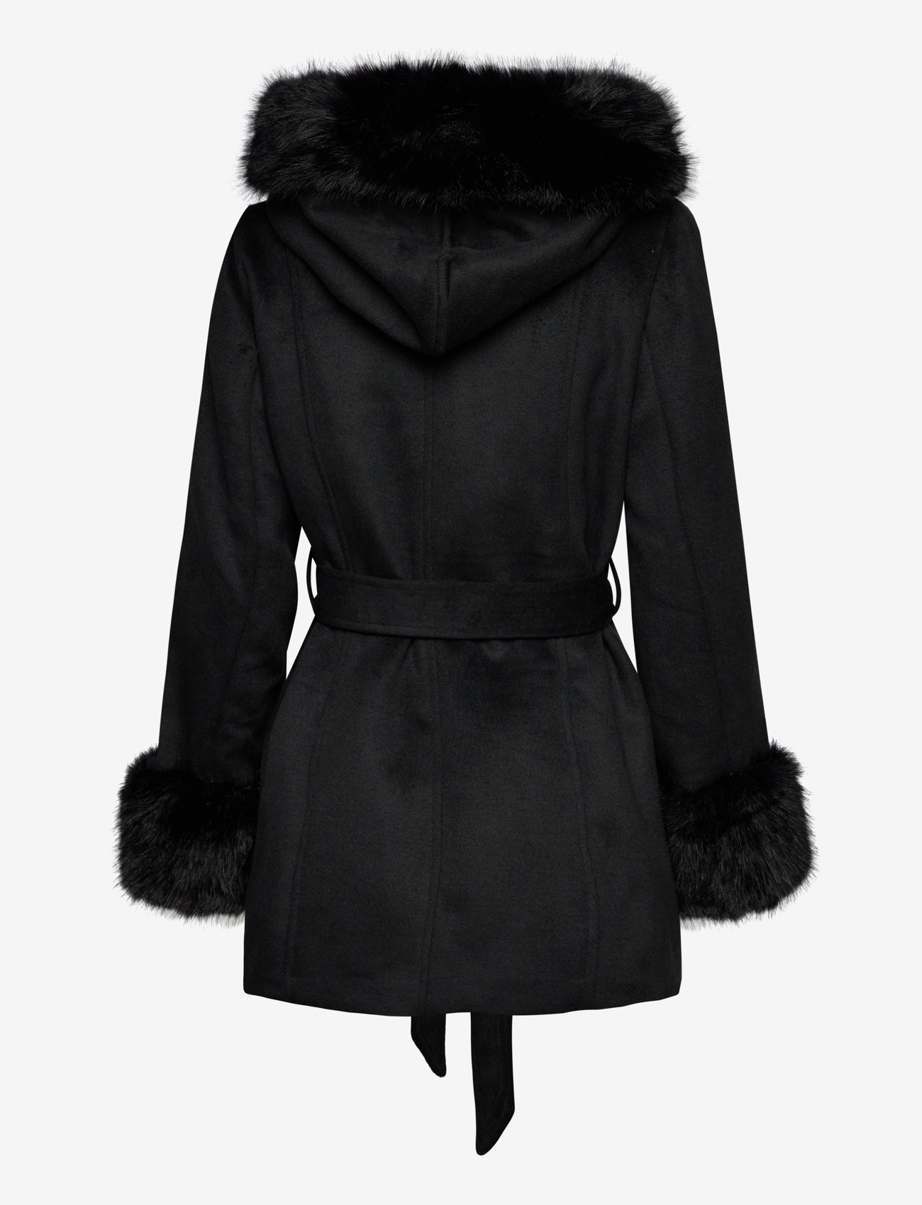 Bubbleroom - Hooded Wool Blend Coat - black - 2