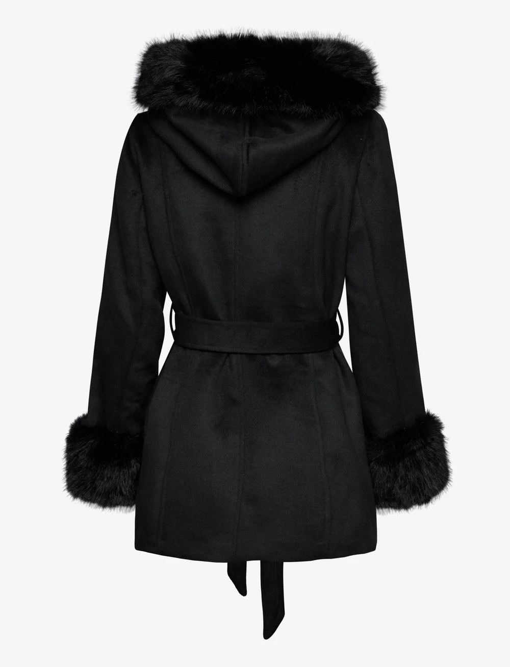 Bubbleroom - Hooded Wool Blend Coat - mäntel - black - 2