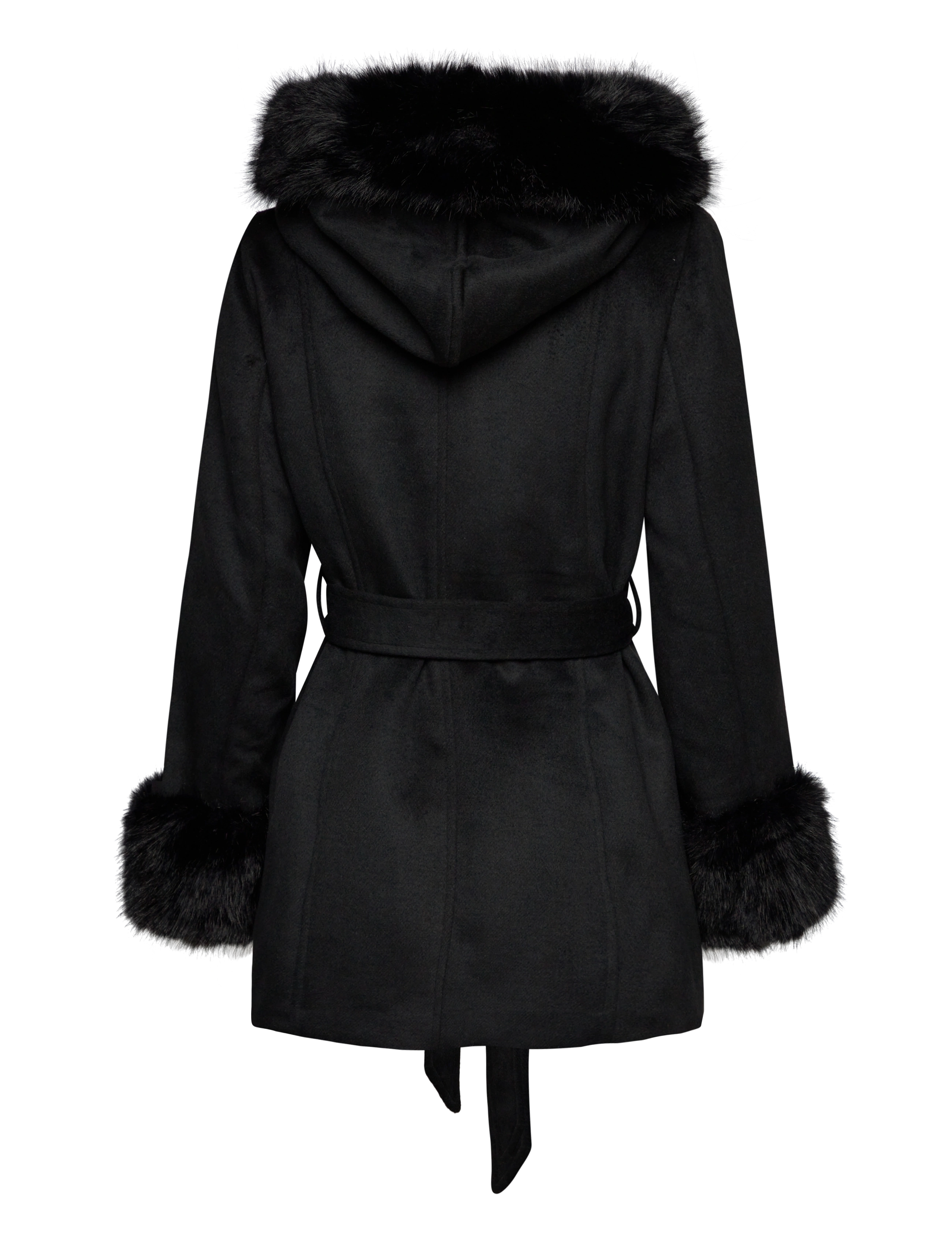 Bubbleroom - Hooded Wool Blend Coat - black - 2