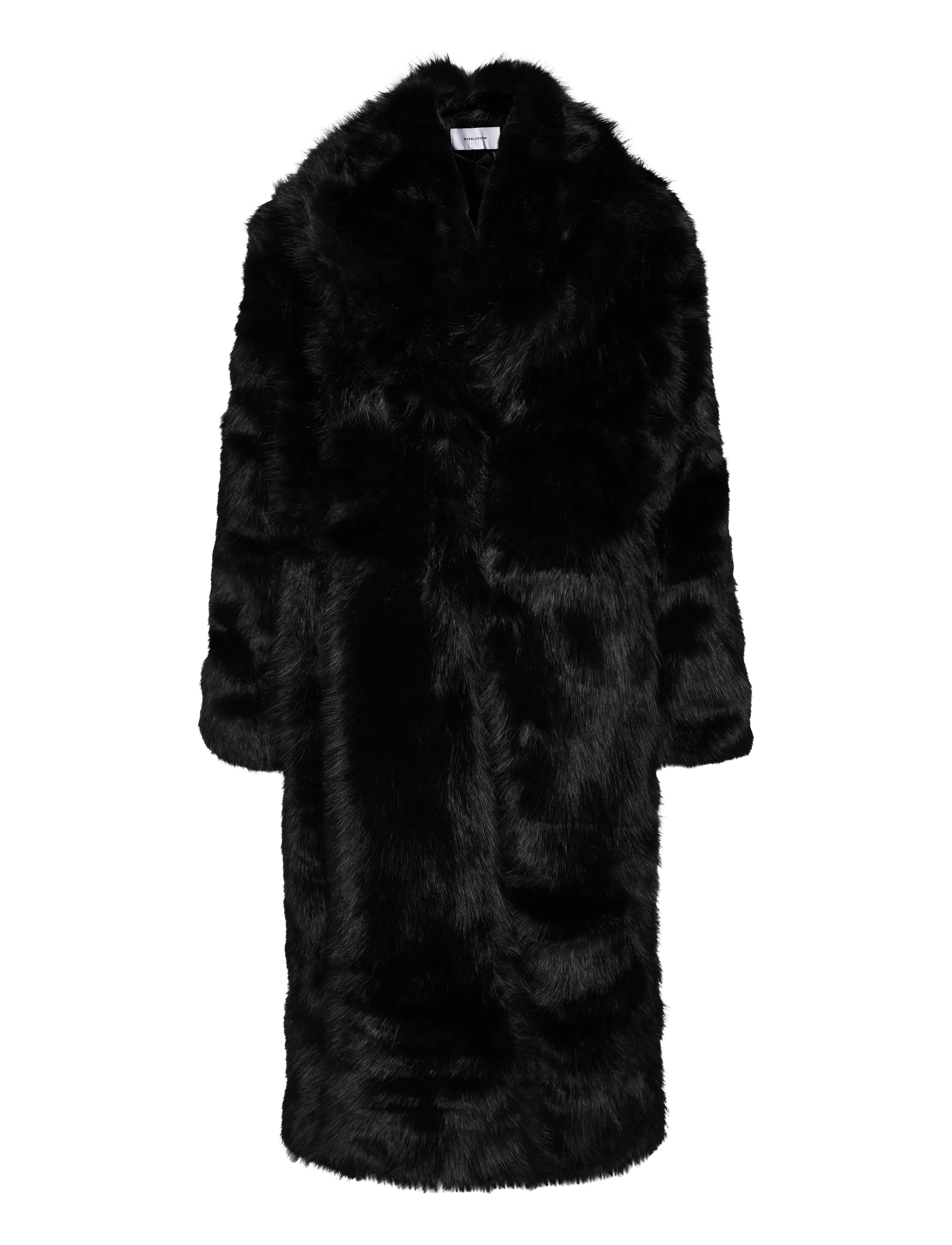 Bubbleroom - Long Faux Fur Coat - faux fur jakker - black - 1