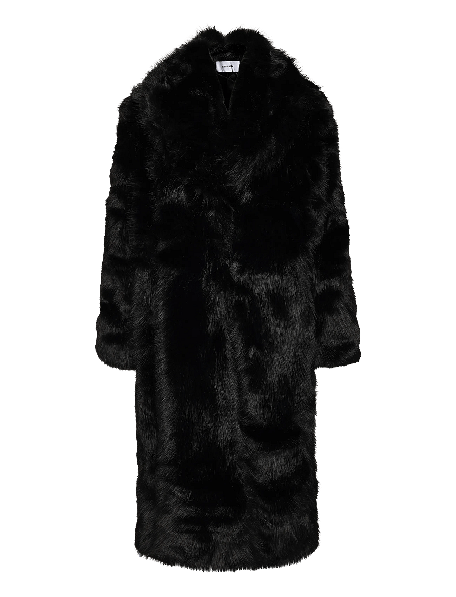 Bubbleroom - Long Faux Fur Coat - faux fur jakker - black - 1