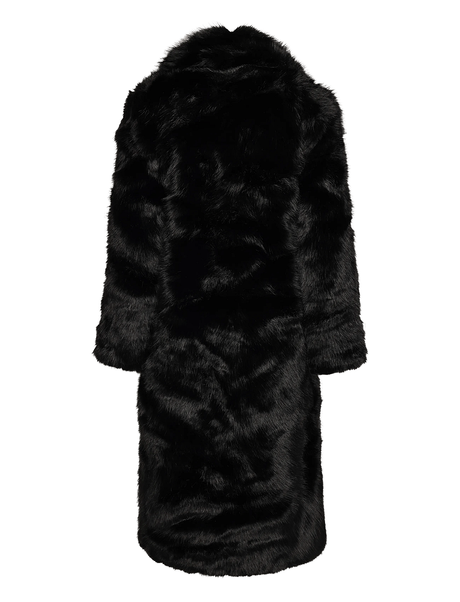 Bubbleroom - Long Faux Fur Coat - faux fur jakker - black - 2
