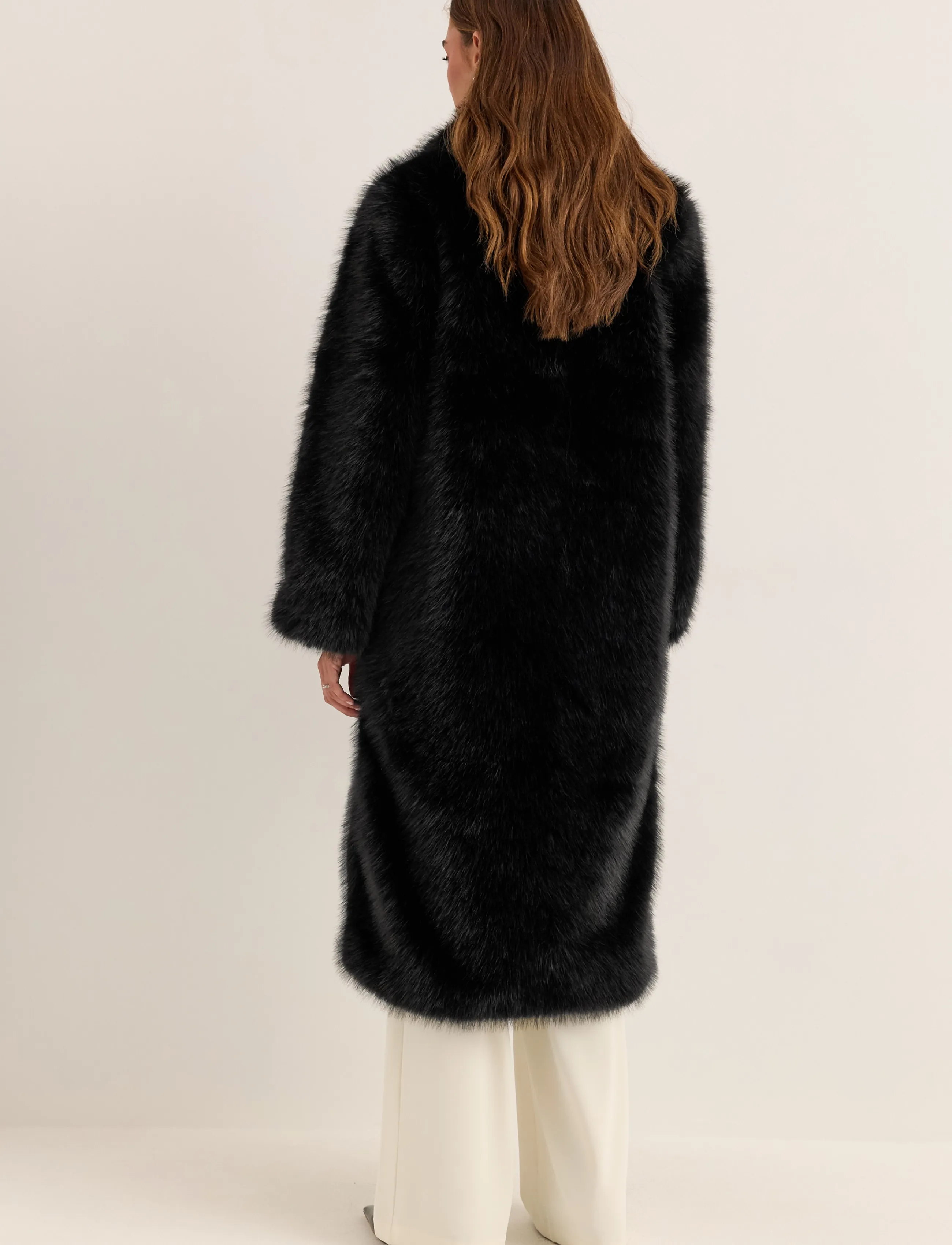 Bubbleroom - Long Faux Fur Coat - faux fur jakker - black - 3