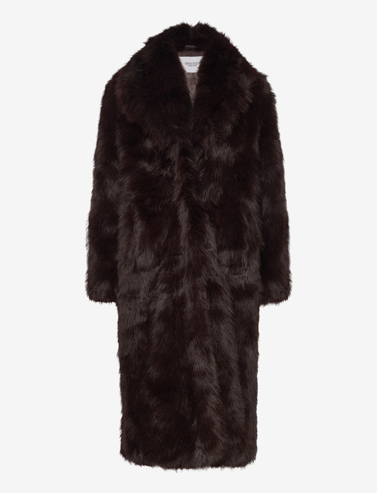 Bubbleroom - Long Faux Fur Coat - dark brown - 1