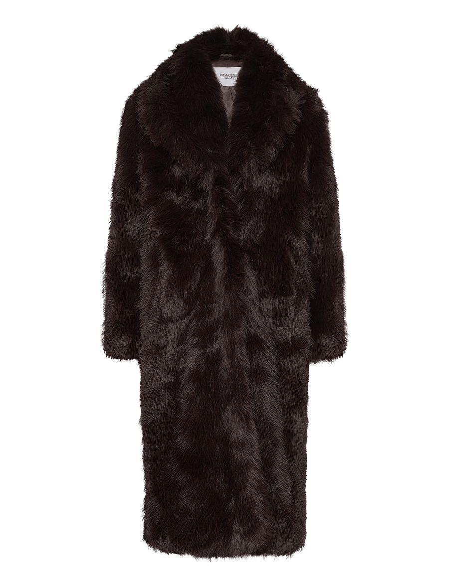 Bubbleroom - Long Faux Fur Coat - faux fur - dark brown - 1