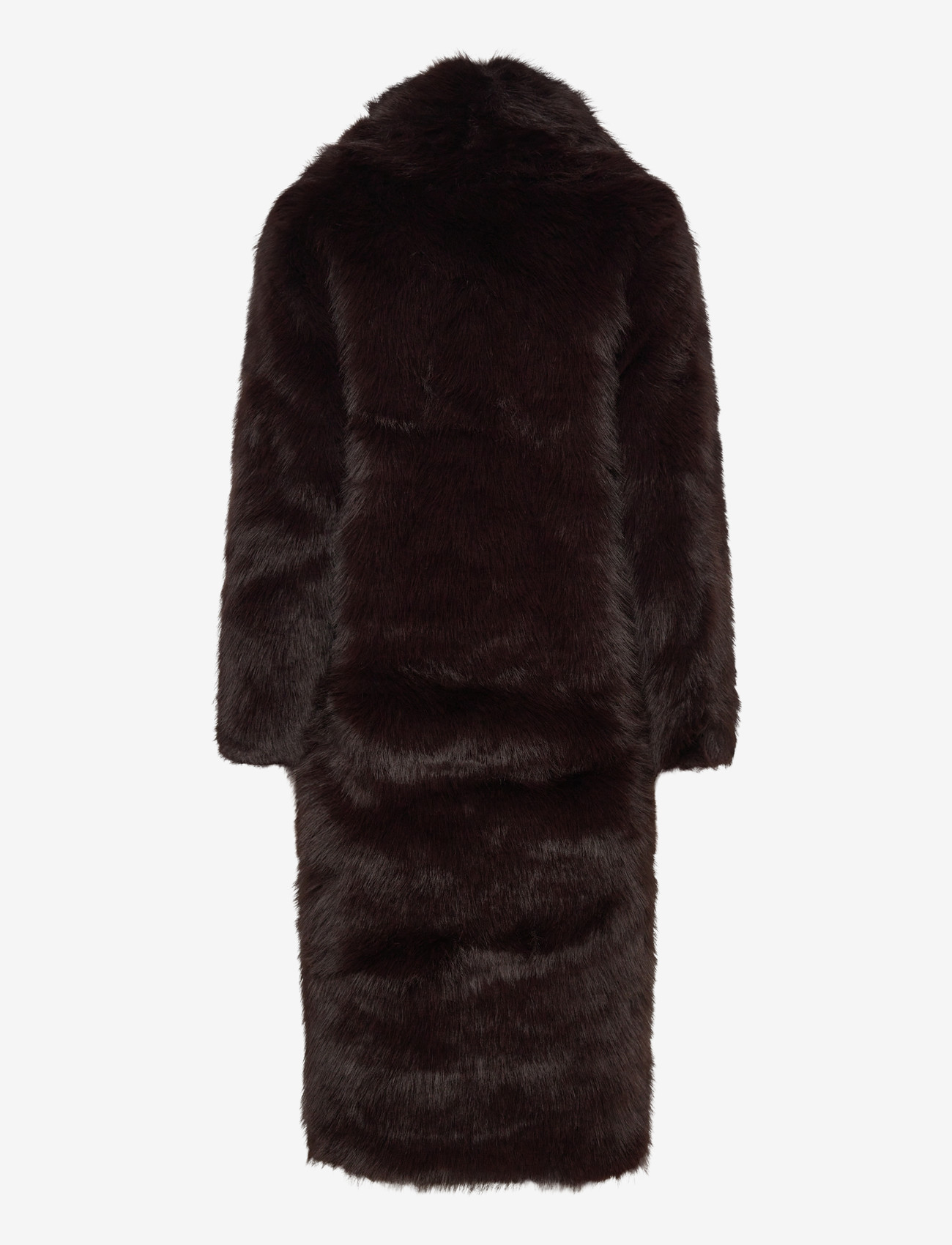 Bubbleroom - Long Faux Fur Coat - dark brown - 2