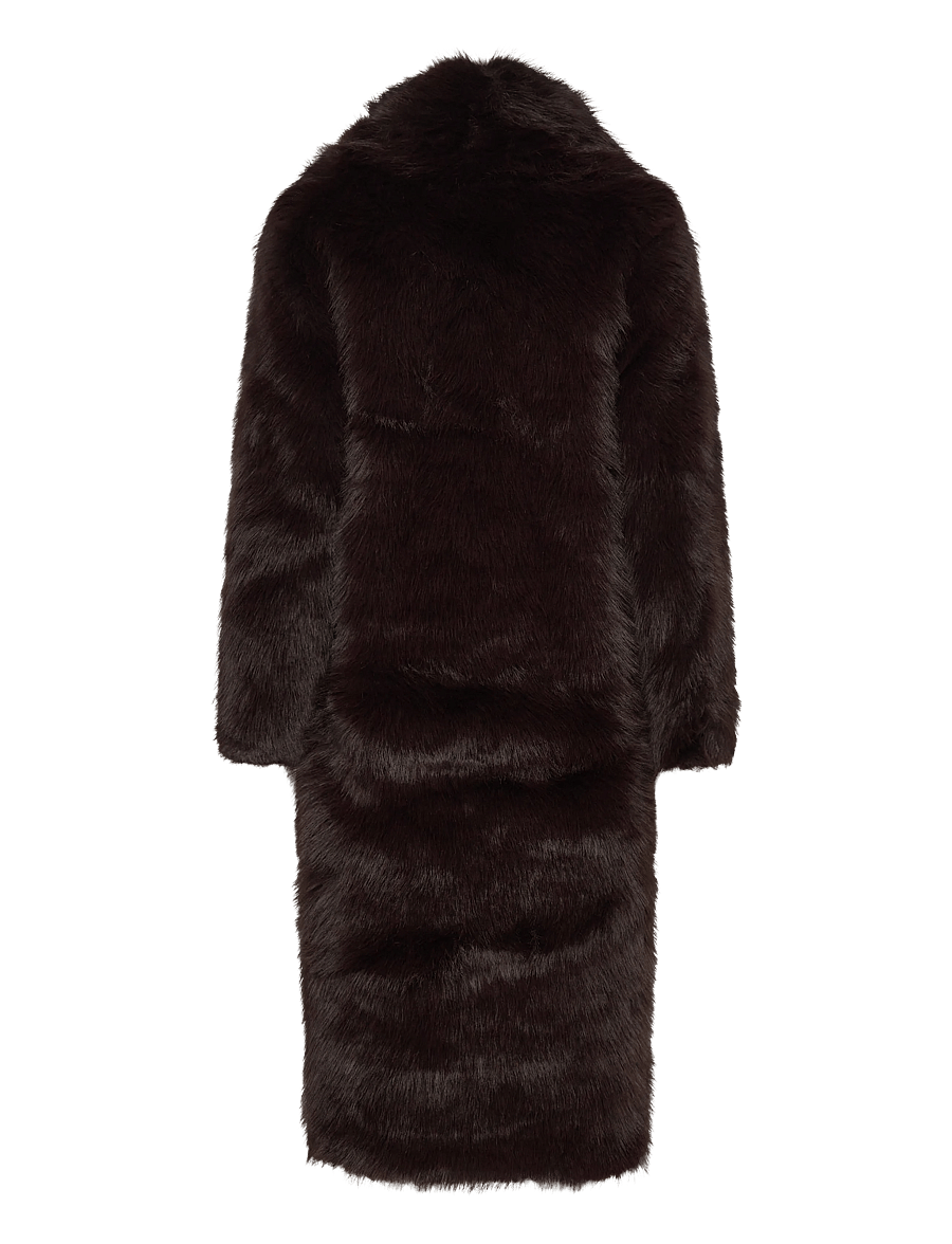 Bubbleroom - Long Faux Fur Coat - faux fur - dark brown - 2