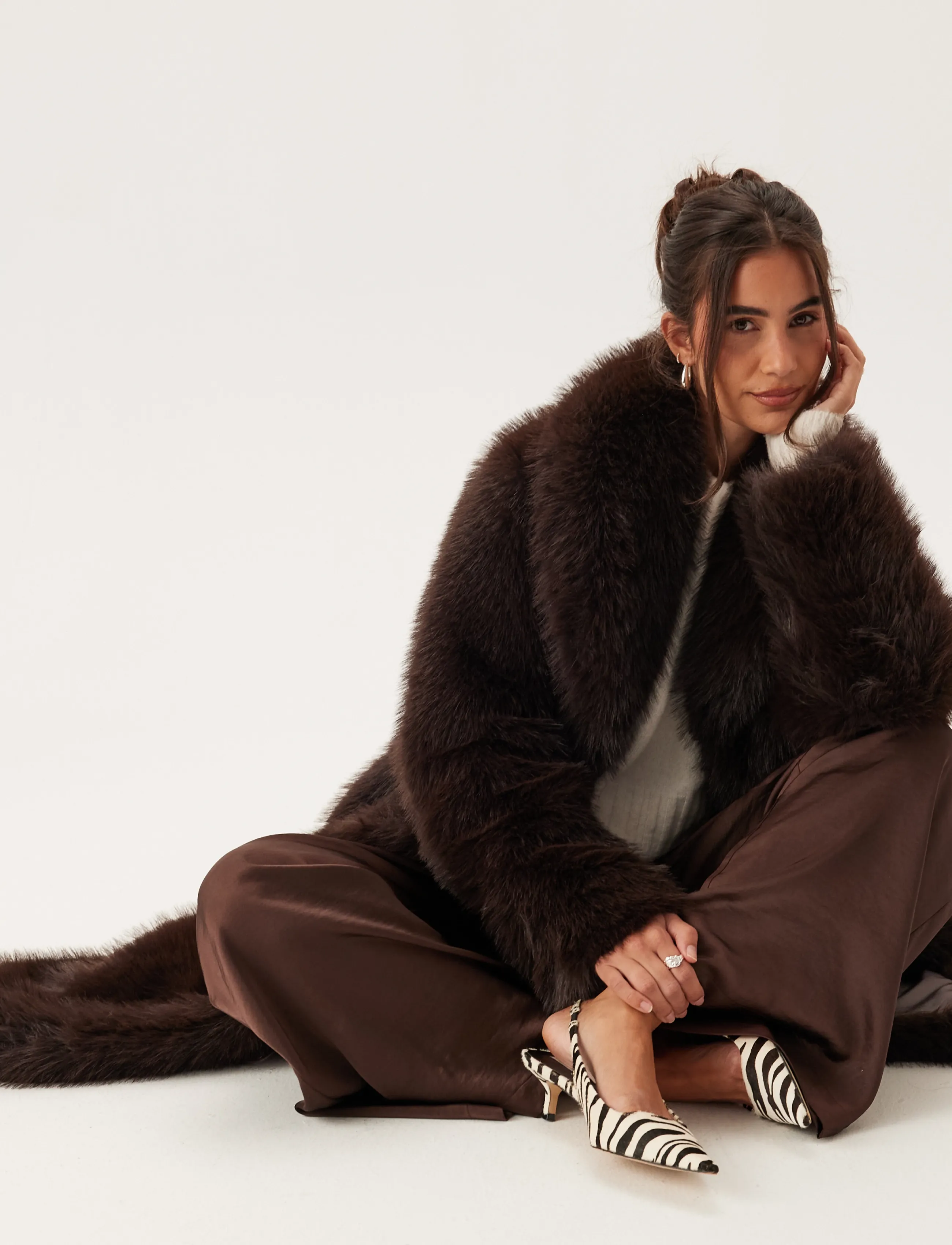 BUBBLEROOM Long Faux Fur Coat kappor & rockar dam – bild 6