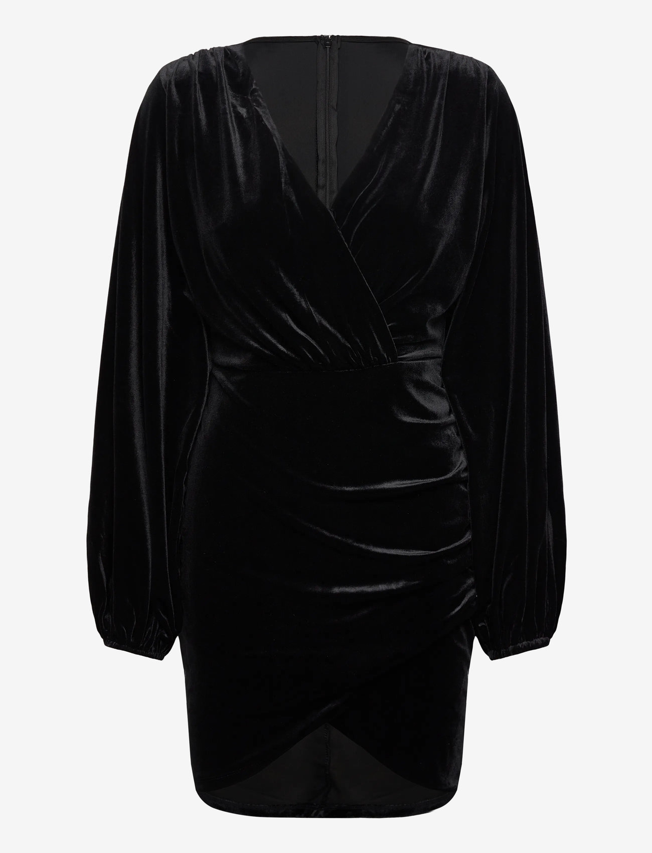 Bubbleroom - Velvet Wrap Dress - stramme kjoler - black - 1