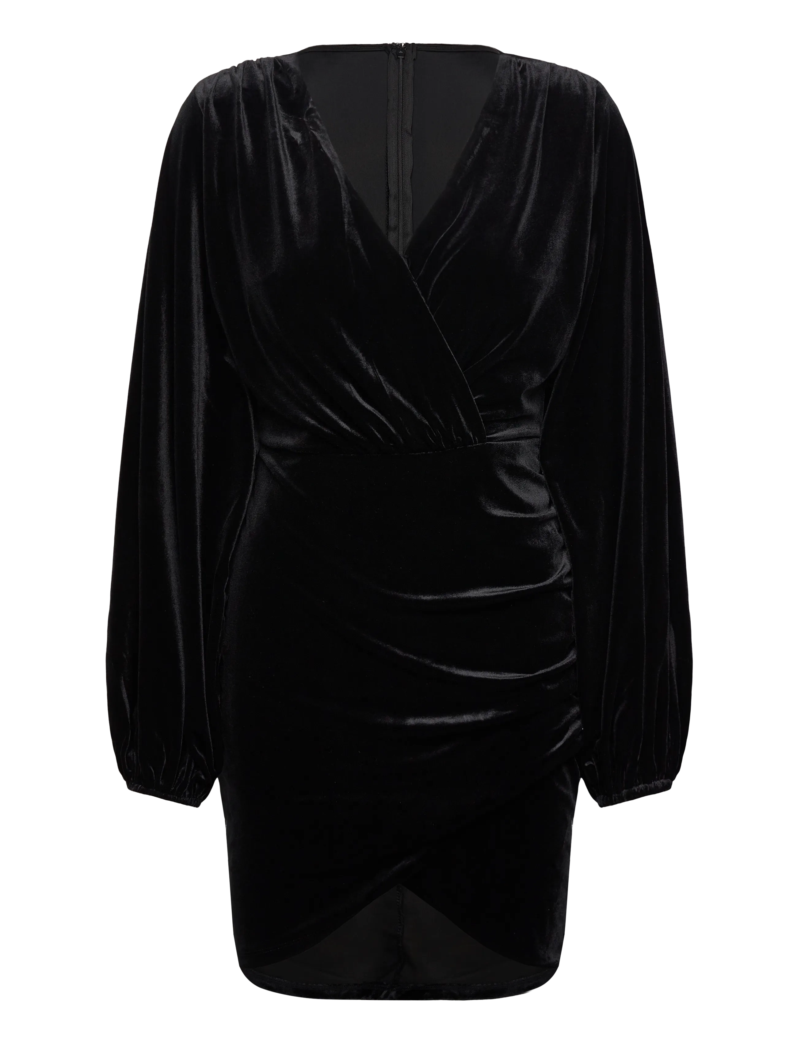 Bubbleroom Velvet Wrap Dress - Juleklær for kvinner - BLACK / black