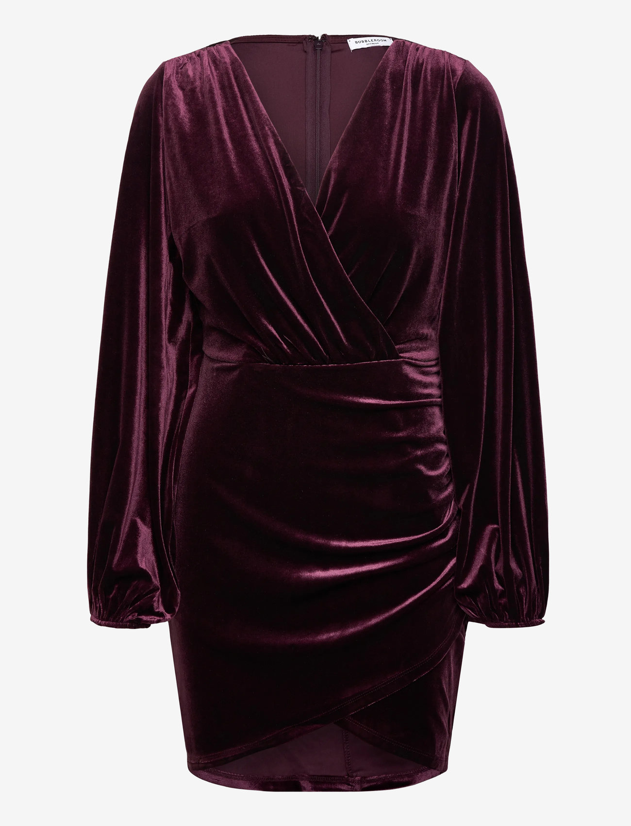 Bubbleroom - Velvet Wrap Dress - liibuvad kleidid - burgundy - 1