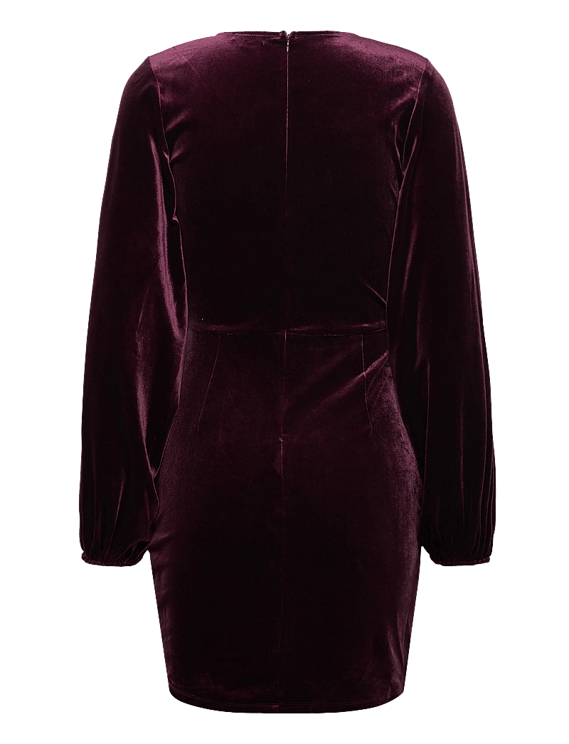 Bubbleroom - Velvet Wrap Dress - fodralklänningar - burgundy - 2