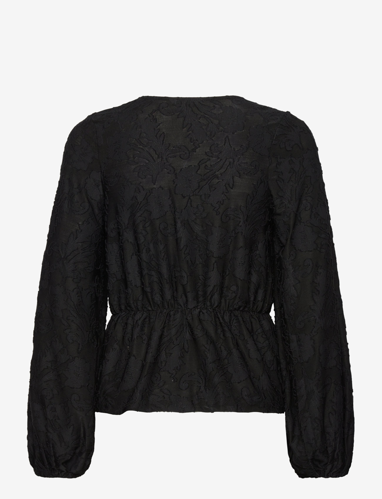 Bubbleroom - Structure Floral Top - efterårstøj - black - 2