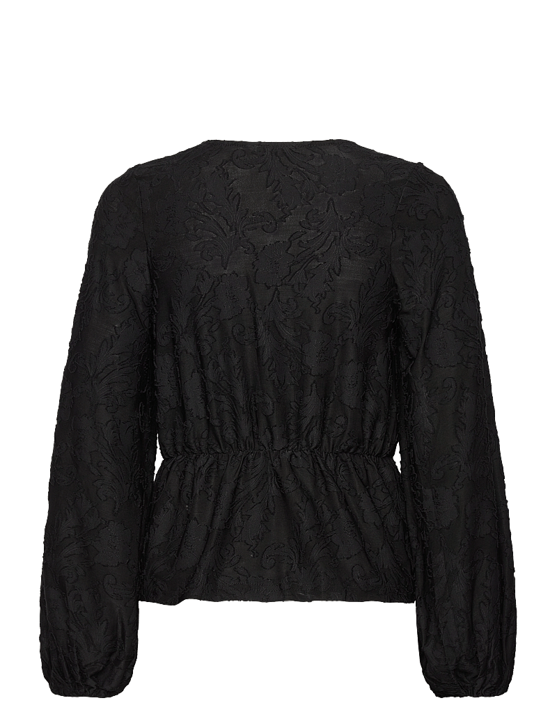 Bubbleroom - Structure Floral Top - langærmede bluser - black - 2