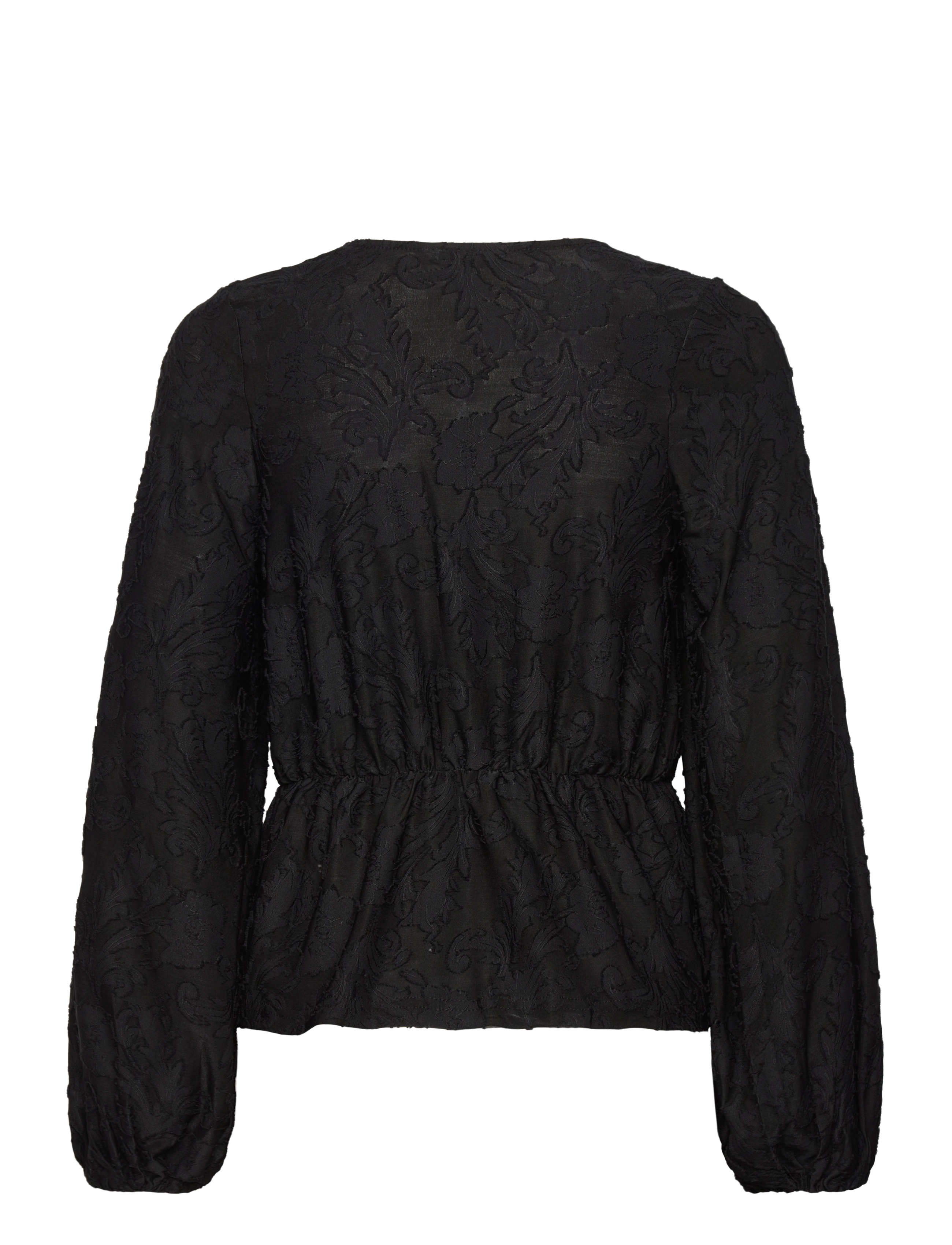 Bubbleroom - Structure Floral Top - langärmlige blusen - black - 2