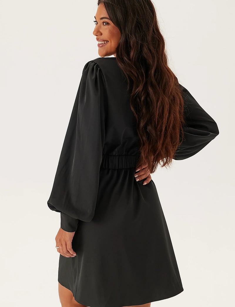 Bubbleroom - Wrap Satin Dress - wickelkleider - black - 3