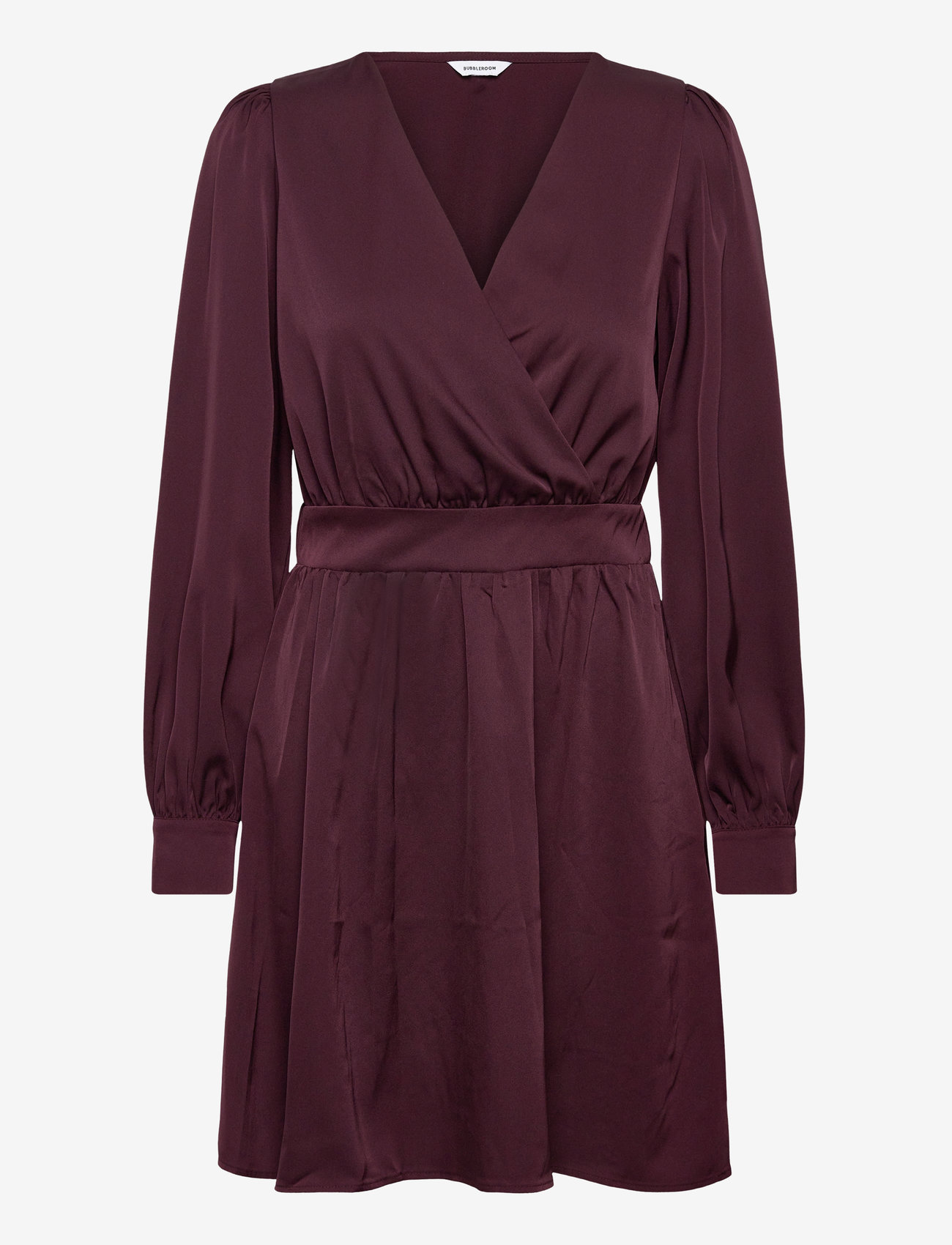 Bubbleroom - Wrap Satin Dress - wickelkleider - burgundy - 1
