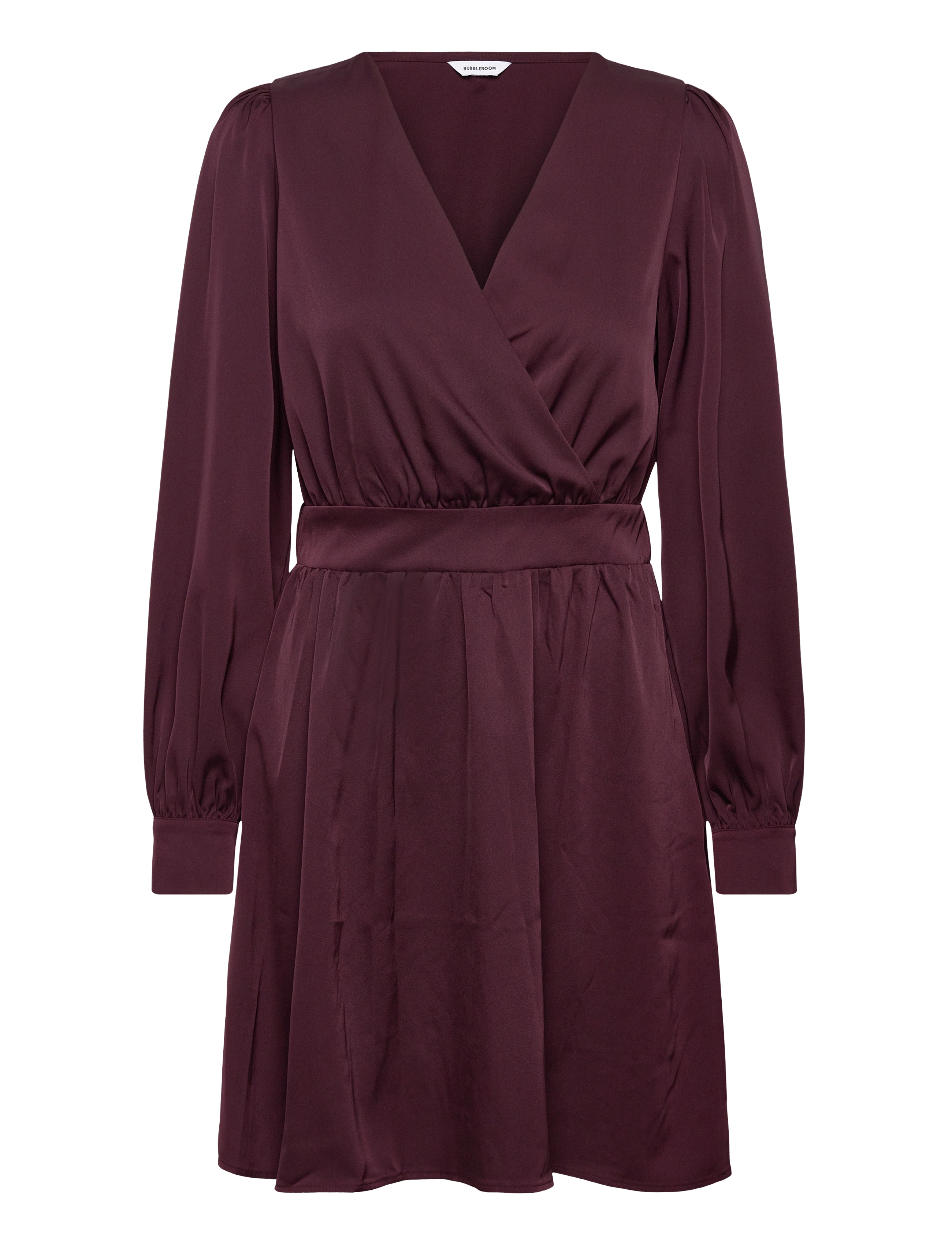 Bubbleroom Wrap Satin Dress - Bubbleroom - BURGUNDY / burgundy