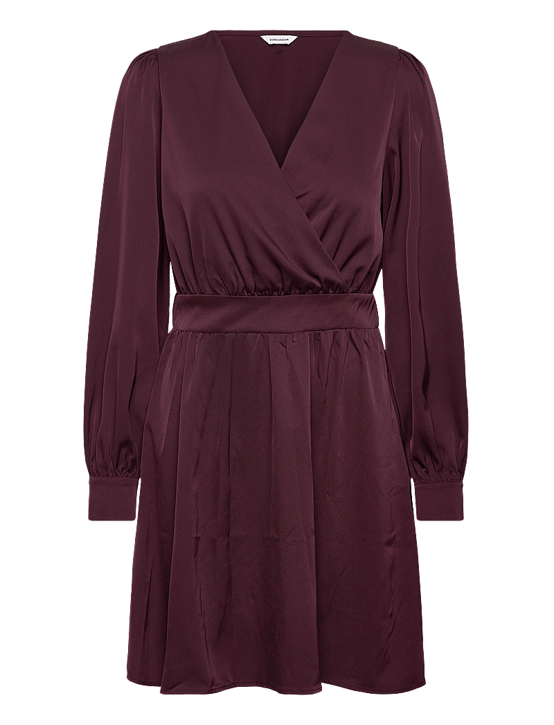 Bubbleroom - Wrap Satin Dress - wickelkleider - burgundy - 1