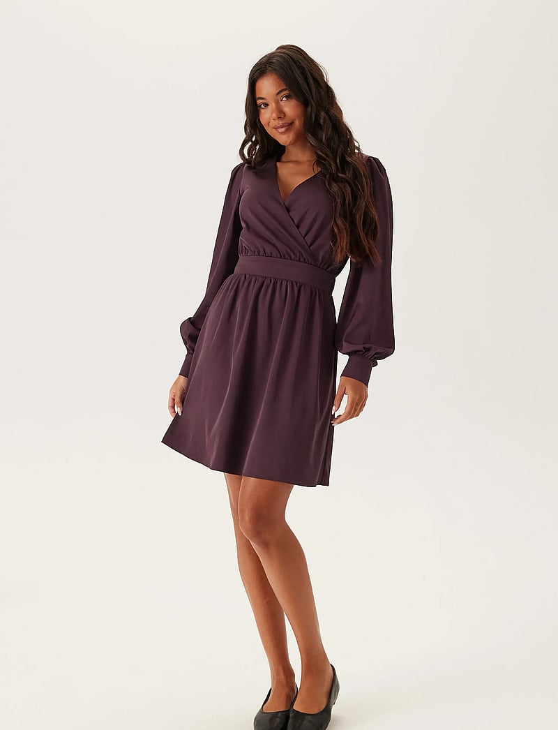 Bubbleroom - Wrap Satin Dress - wickelkleider - burgundy - 3