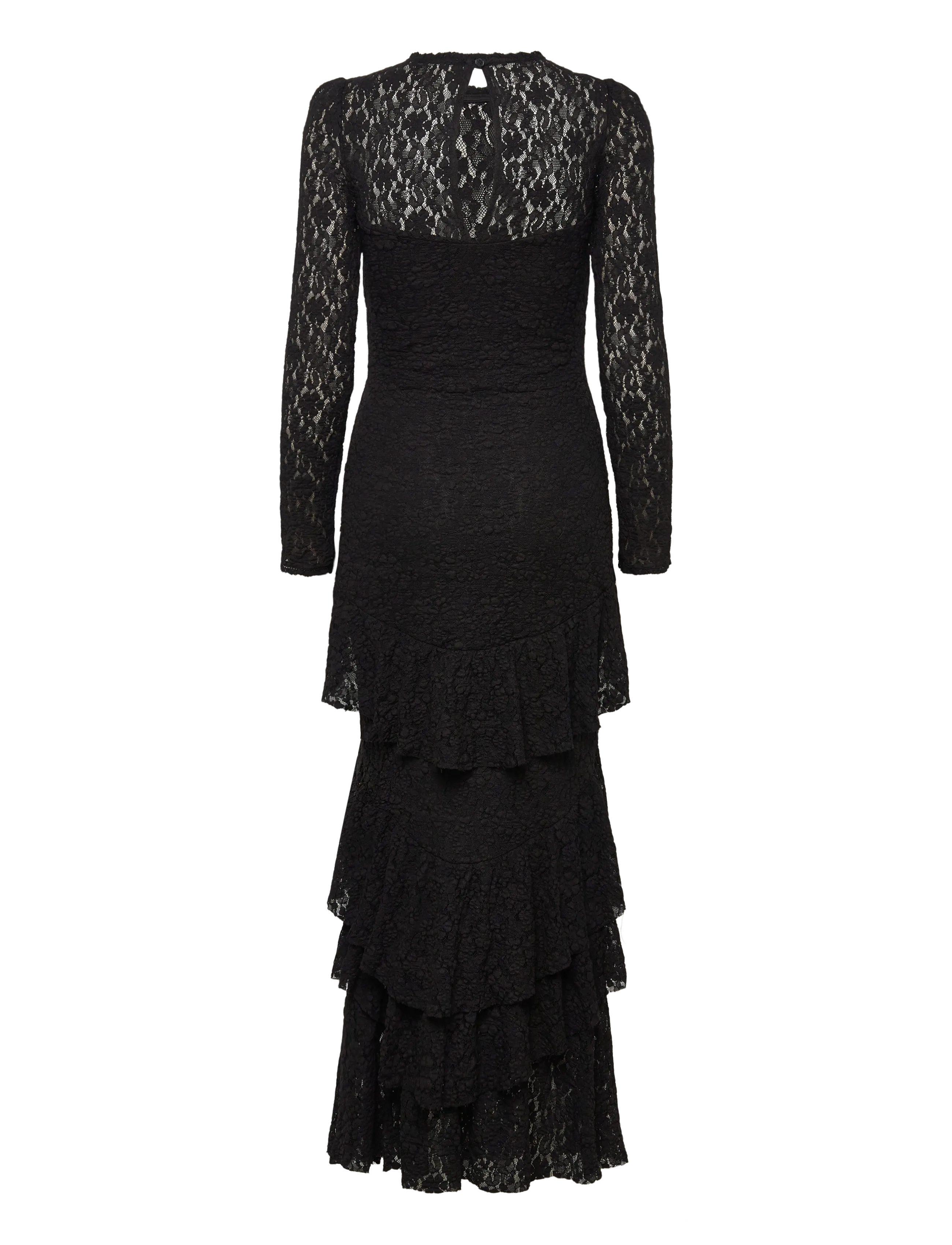 Bubbleroom - Frill Long Sleeve Maxi Dress - aftenkjoler - black - 2