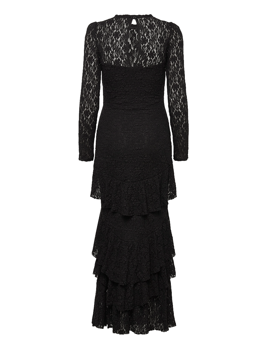 Bubbleroom - Frill Long Sleeve Maxi Dress - abendkleider - black - 2