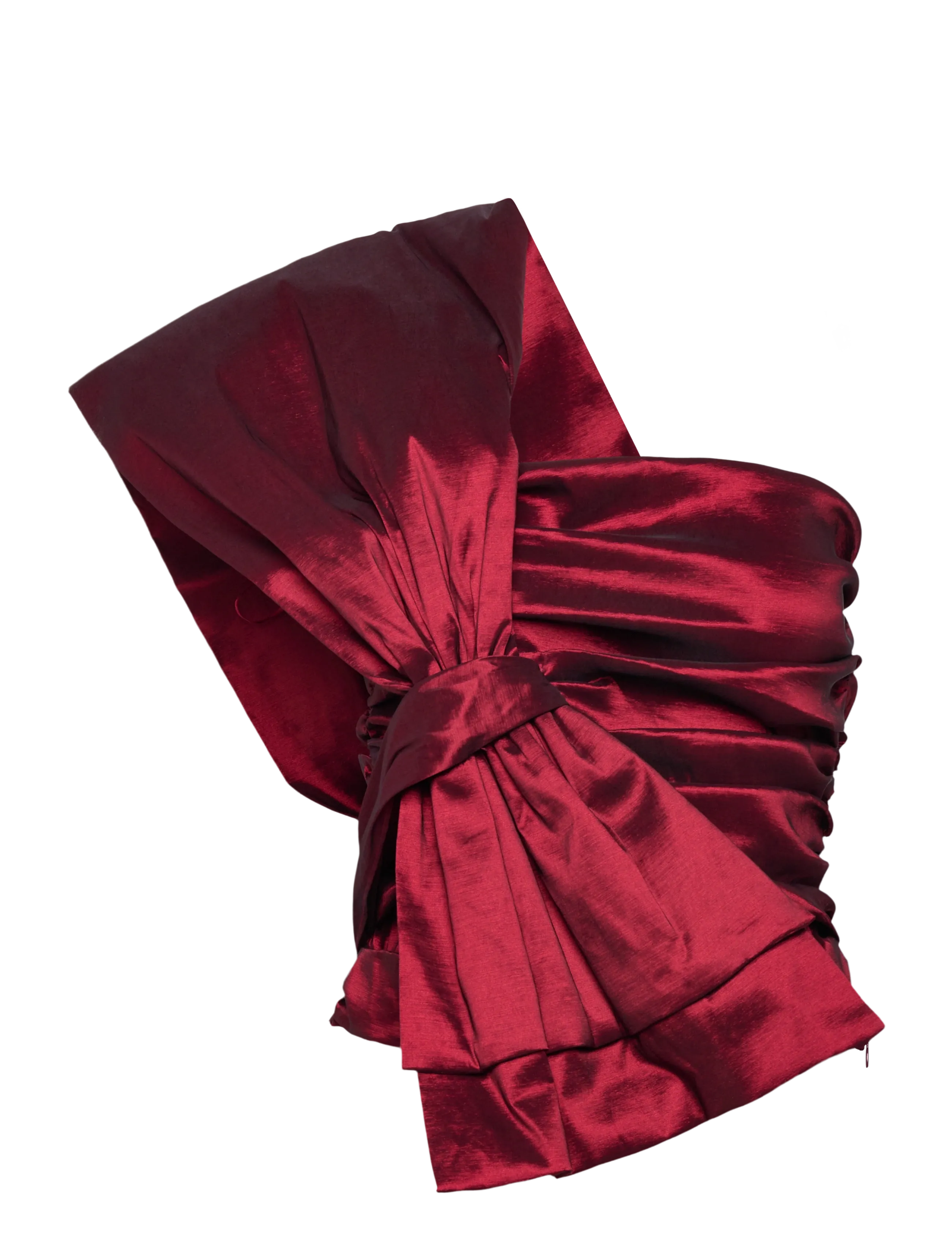 Bubbleroom One Shoulder Bow Top - Tøj - RED / burgundy