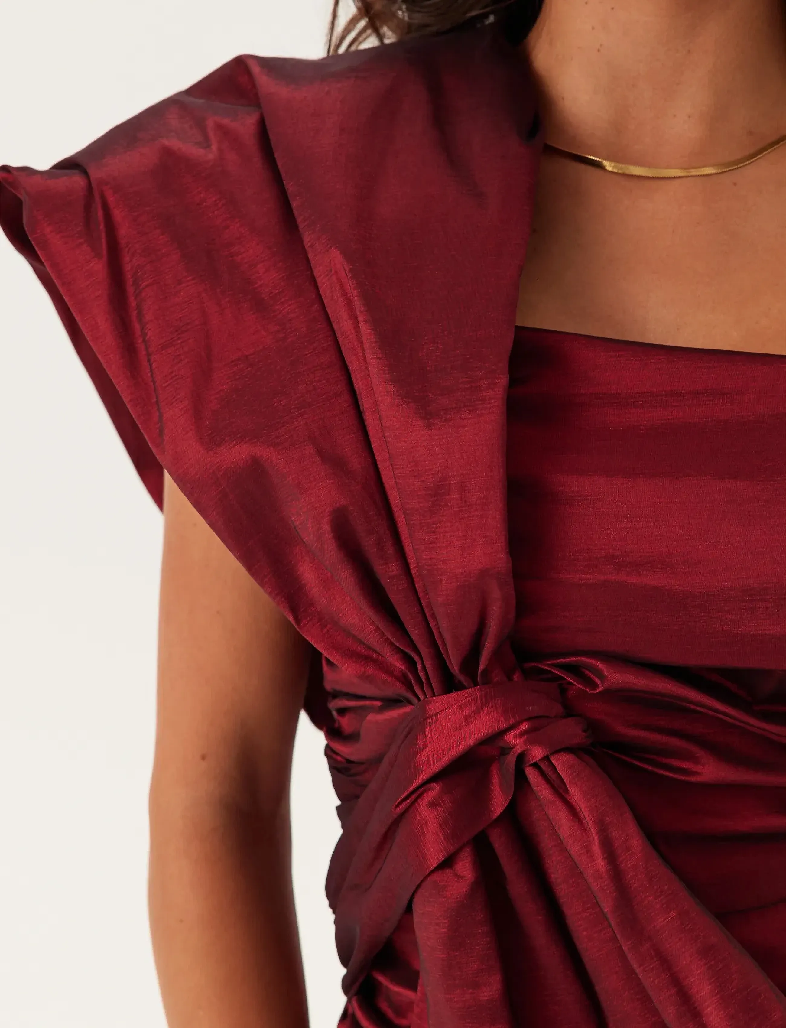 Bubbleroom - One Shoulder Bow Top - festtoppe - red - 4