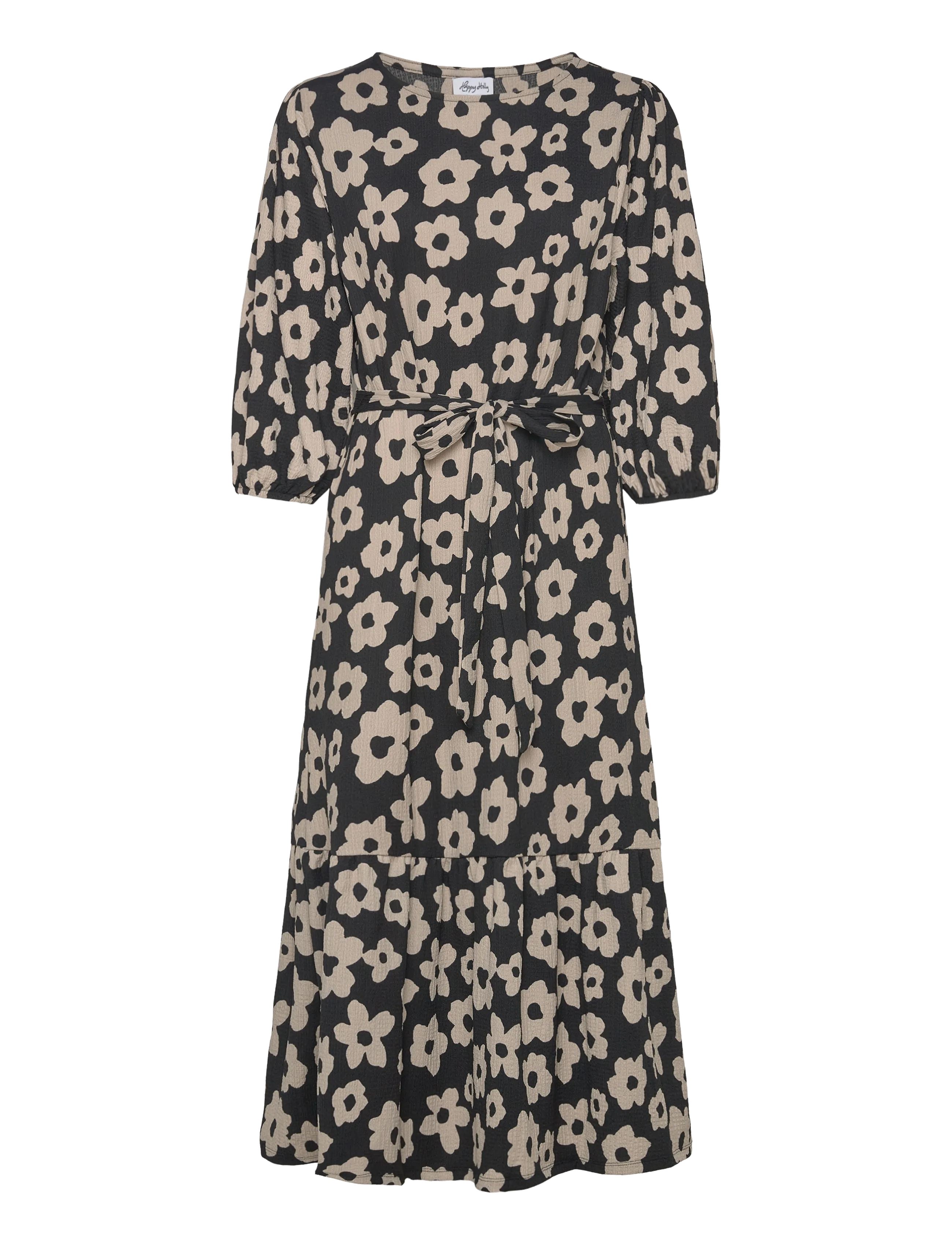 Bubbleroom Structure Flounce Midi Dress - Summer Dresses - BLACK/PATTERNED / black