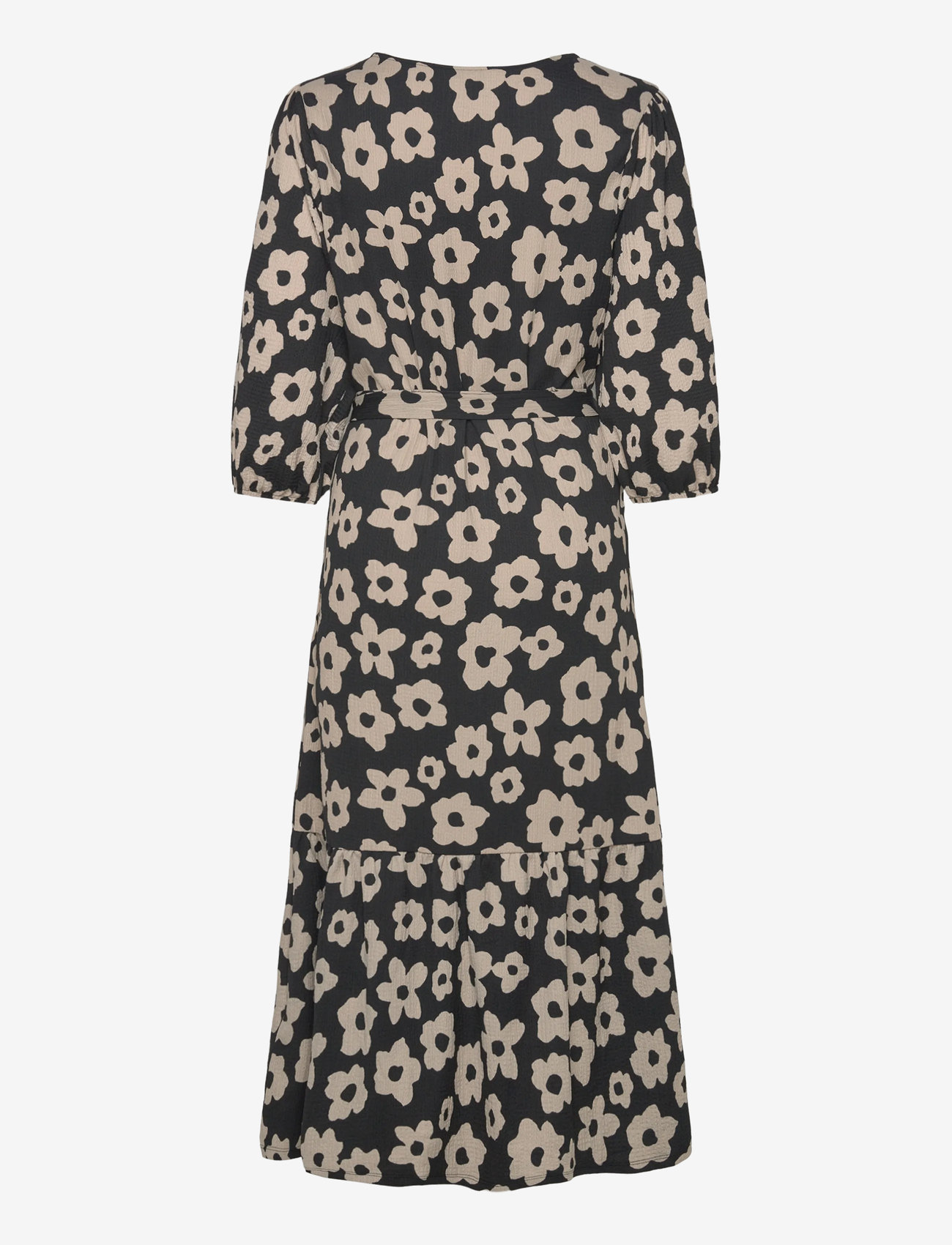 Bubbleroom - Structure Flounce Midi Dress - vasarinės suknelės - black/patterned - 1