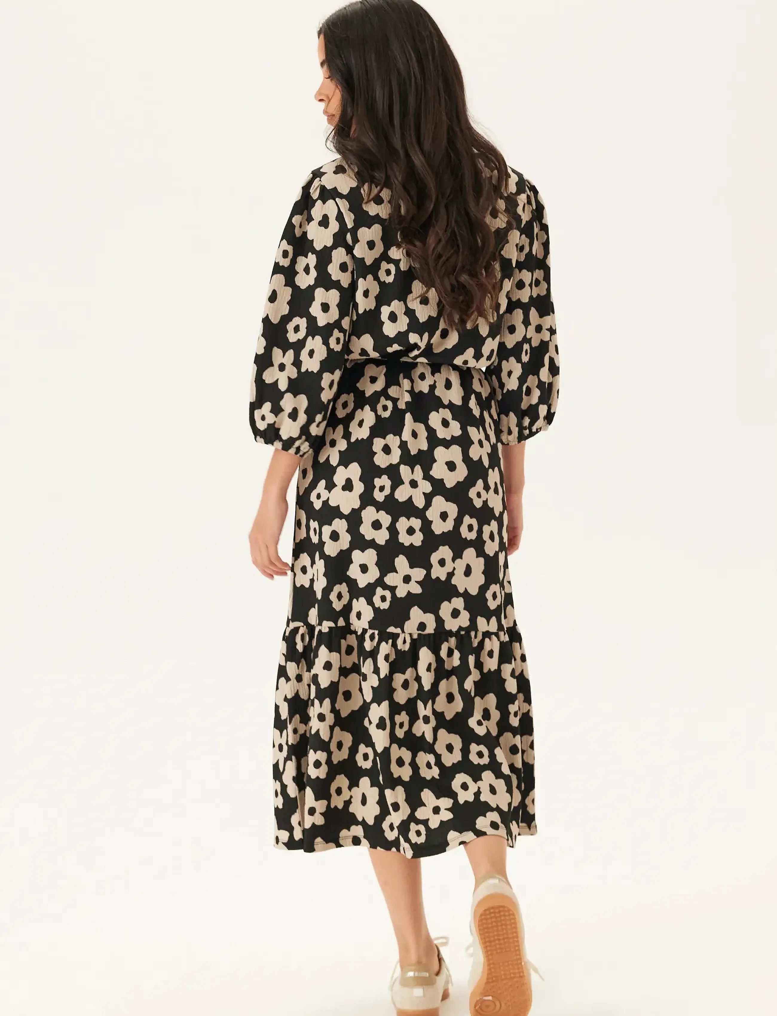 Bubbleroom - Structure Flounce Midi Dress - black/patterned - 3