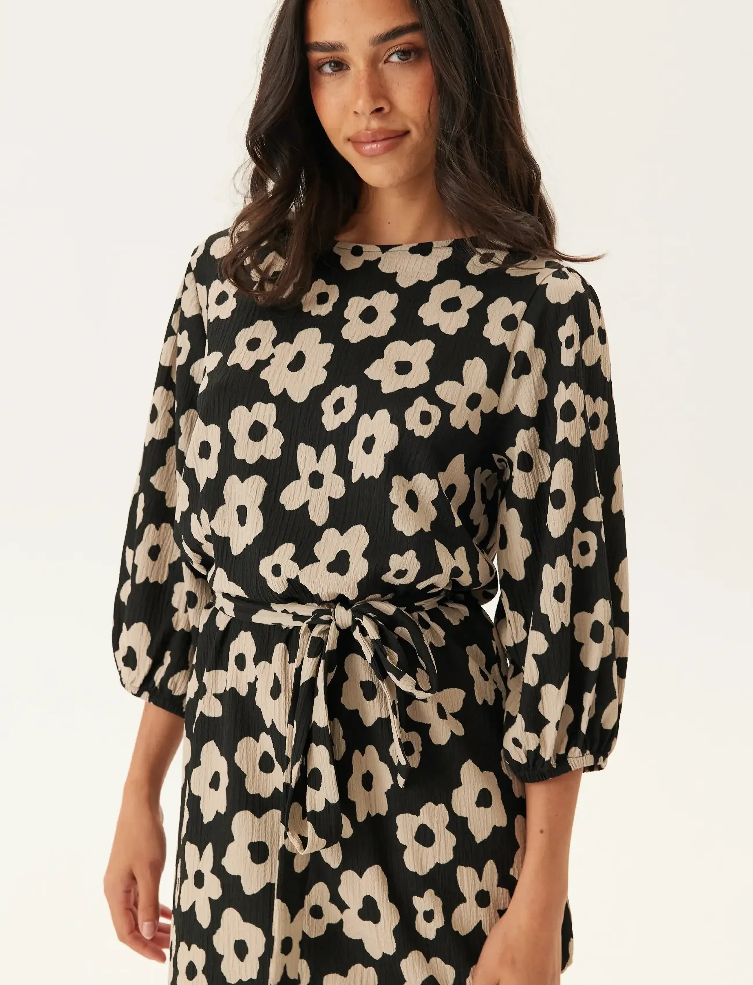 Bubbleroom - Structure Flounce Midi Dress - black/patterned - 4