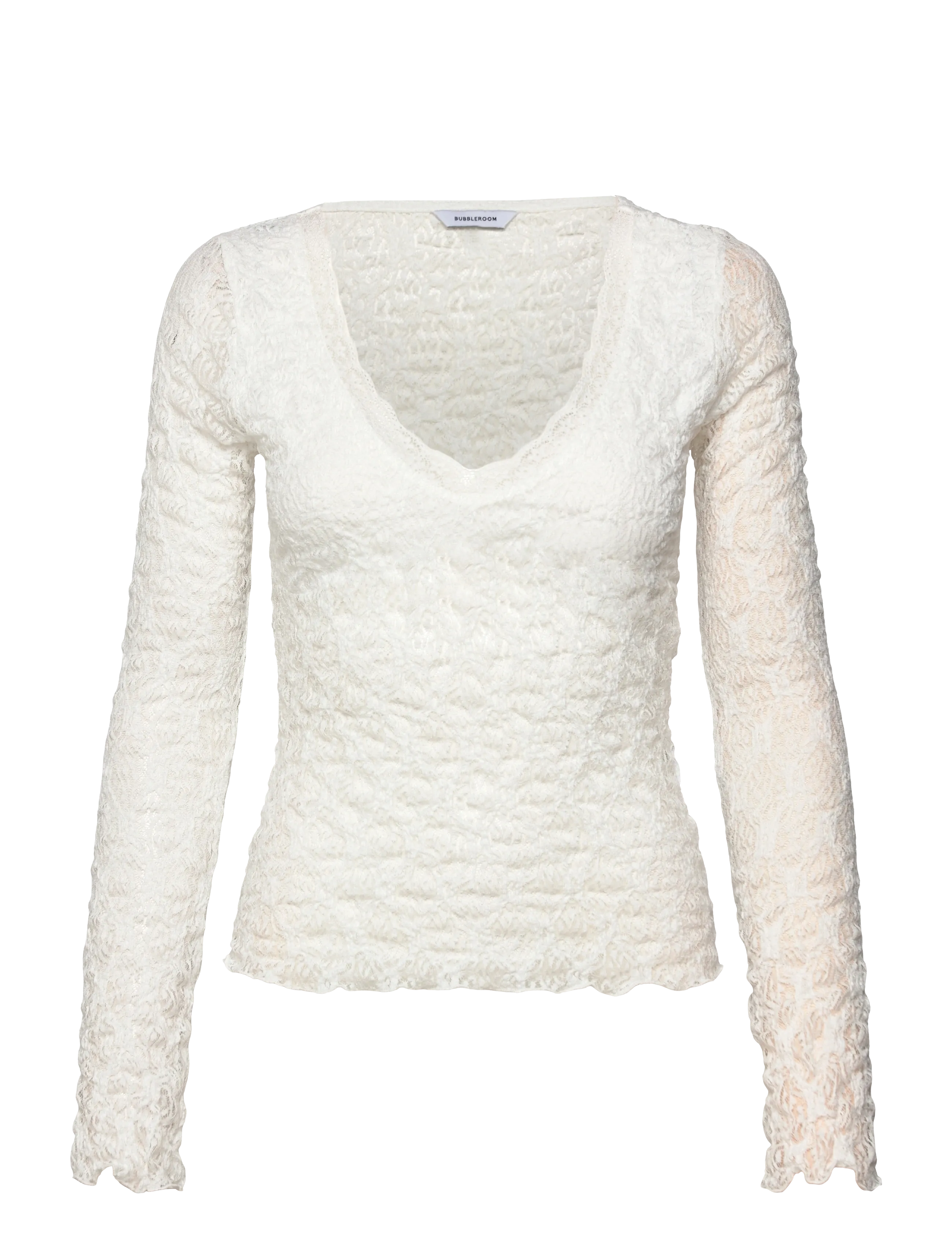 BUBBLEROOM V-Ausschnitt Strickjacke Oberteil Weiß - Sx54 - Damen