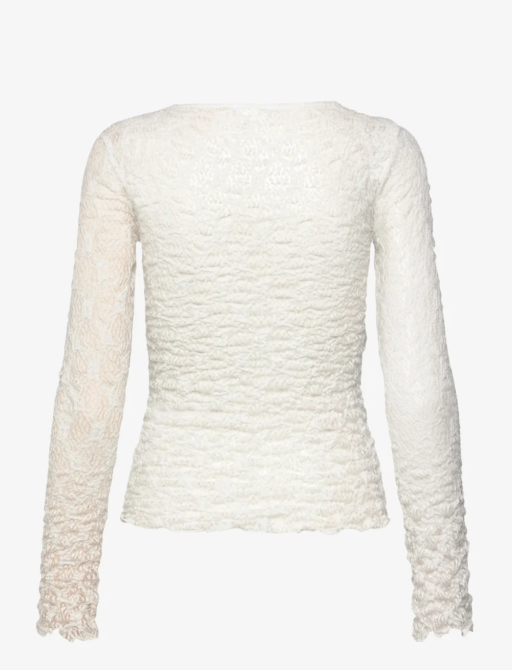 Bubbleroom - V-Neck Lace Top - långärmade toppar - offwhite - 2