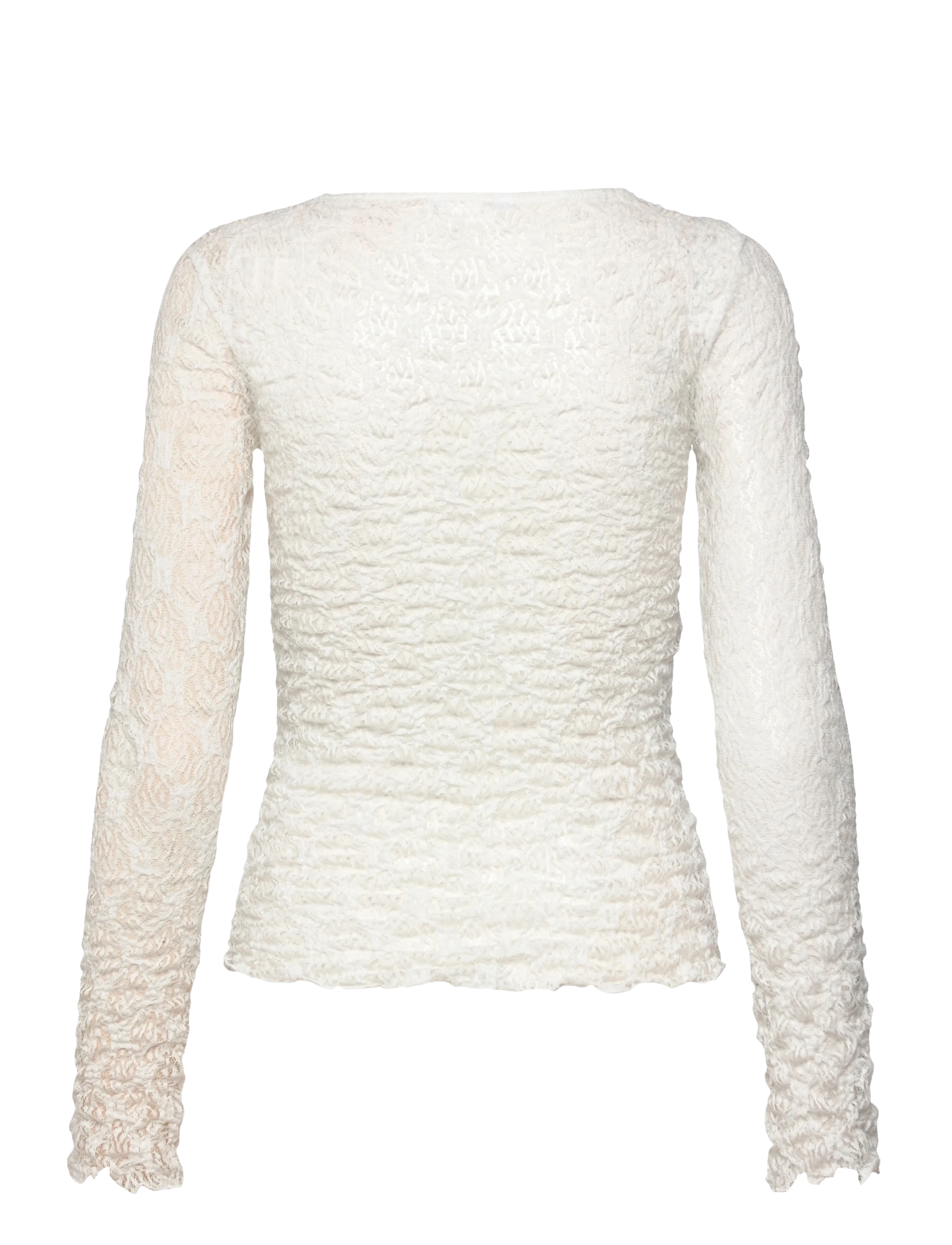 Bubbleroom - V-Neck Lace Top - pikkade varrukatega alussärgid - offwhite - 2
