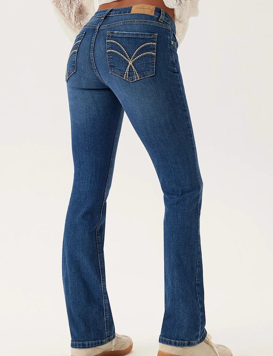Bubbleroom - Low Embroidery Pocket Jeans - medium blue - 0