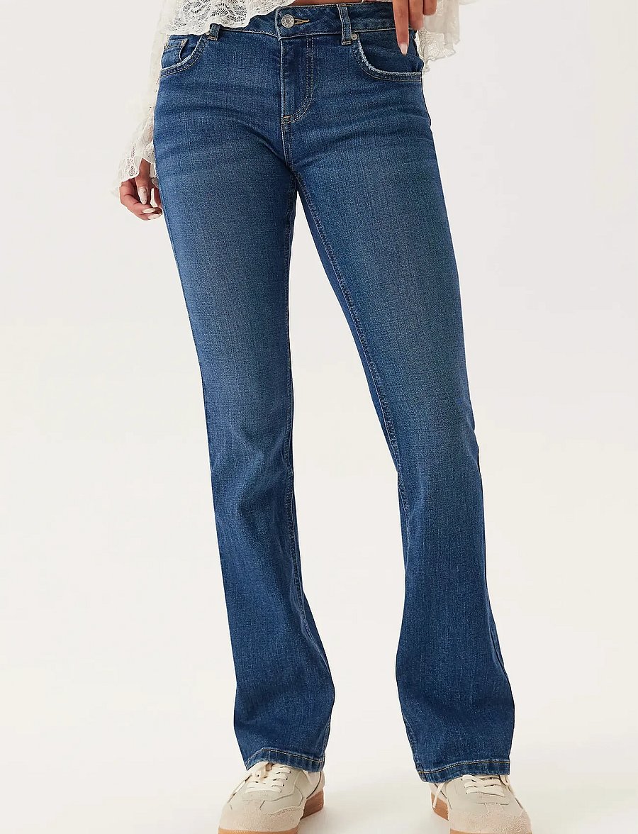Bubbleroom - Low Embroidery Pocket Jeans - medium blue - 3