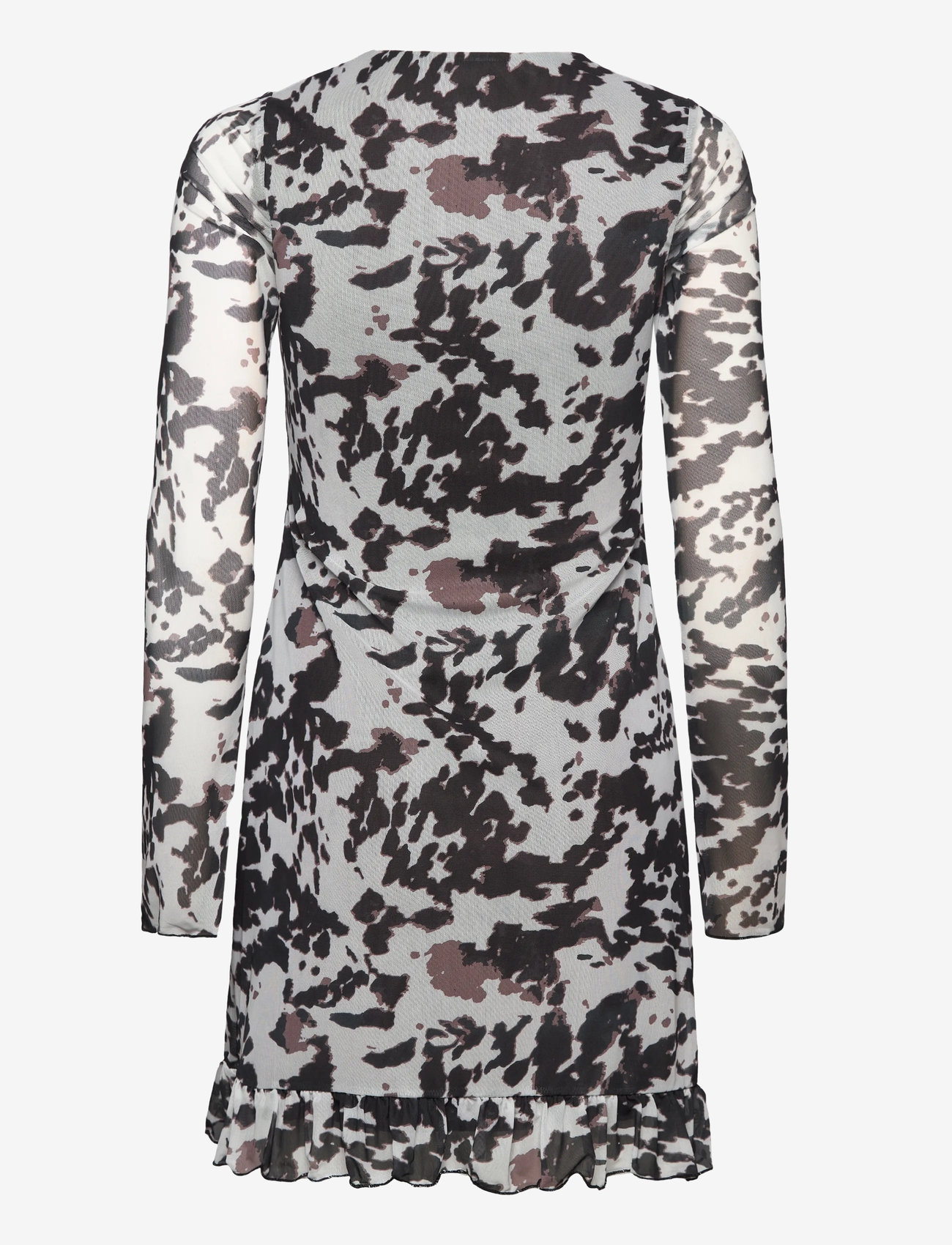 Bubbleroom - Short Mesh Frill Dress - festklänningar - brown/cream - 2