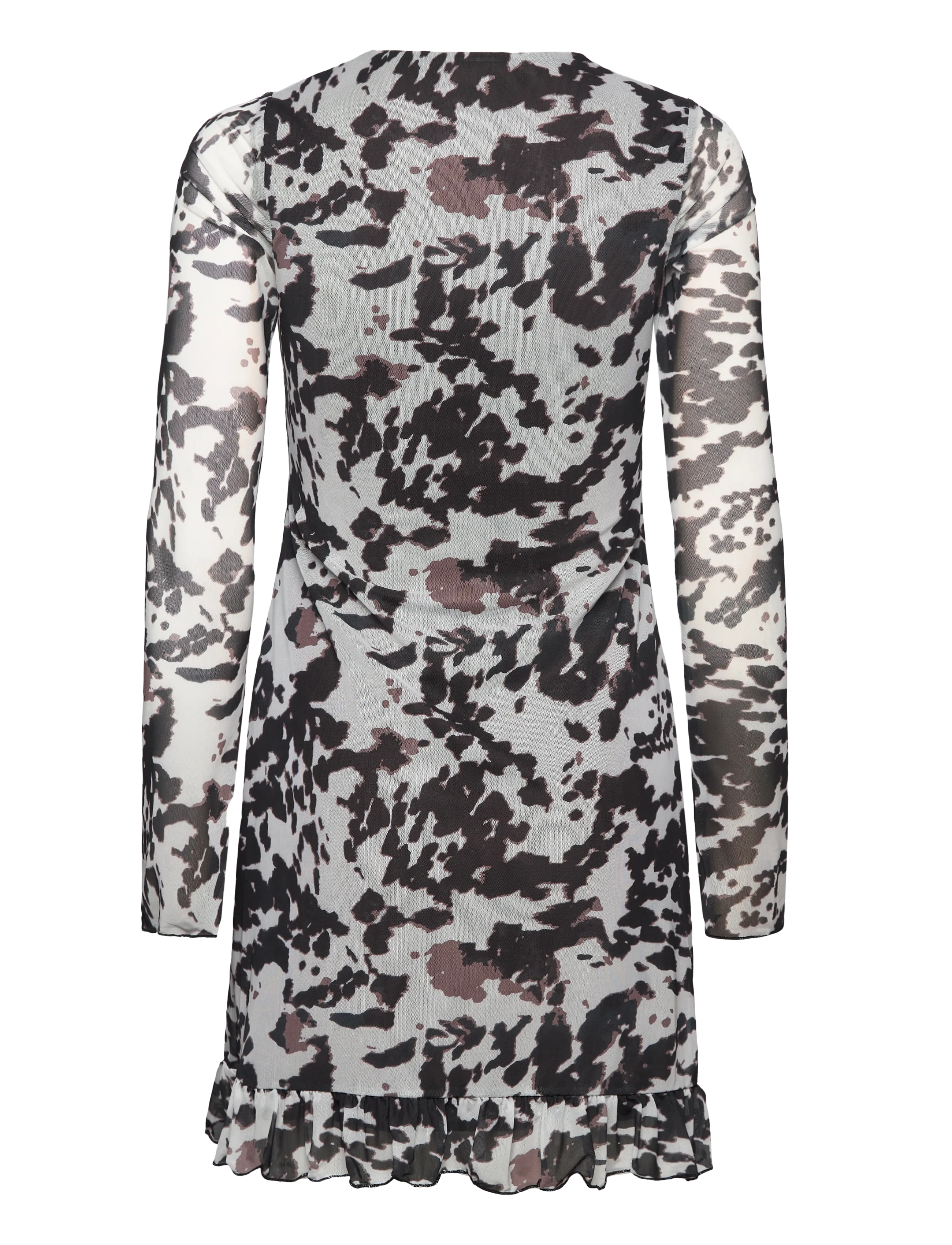 Bubbleroom - Short Mesh Frill Dress - pidulikud kleidid - brown/cream - 2