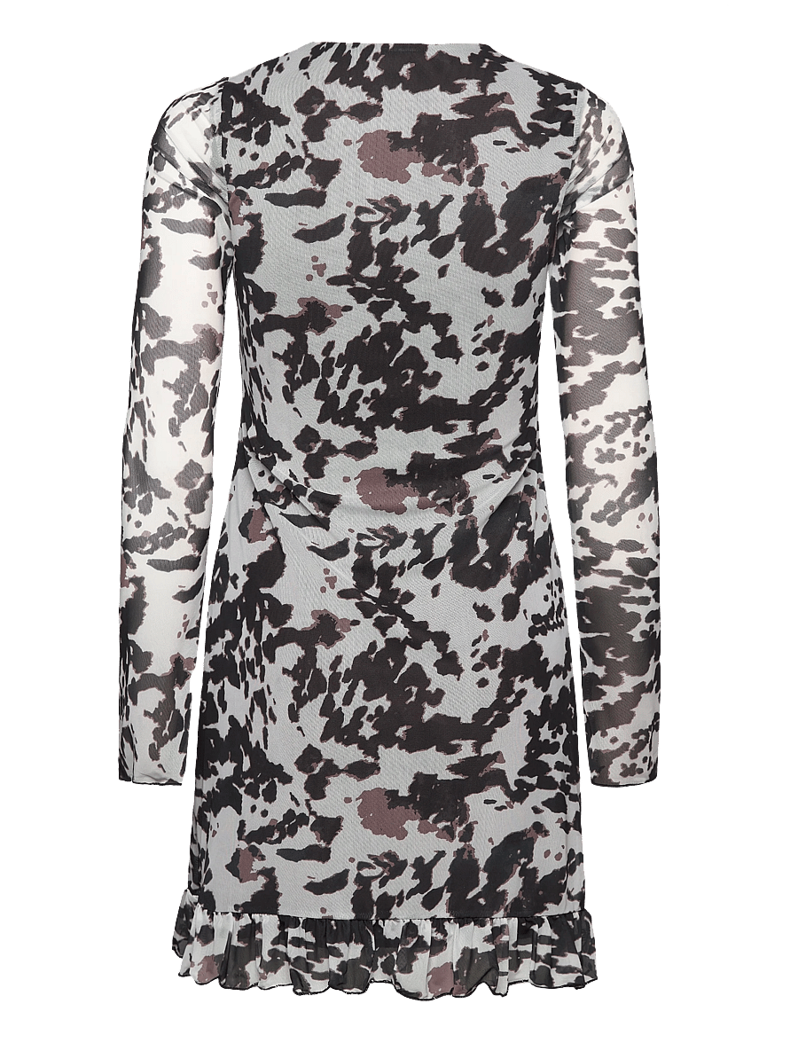 Bubbleroom - Short Mesh Frill Dress - pidulikud kleidid - brown/cream - 2