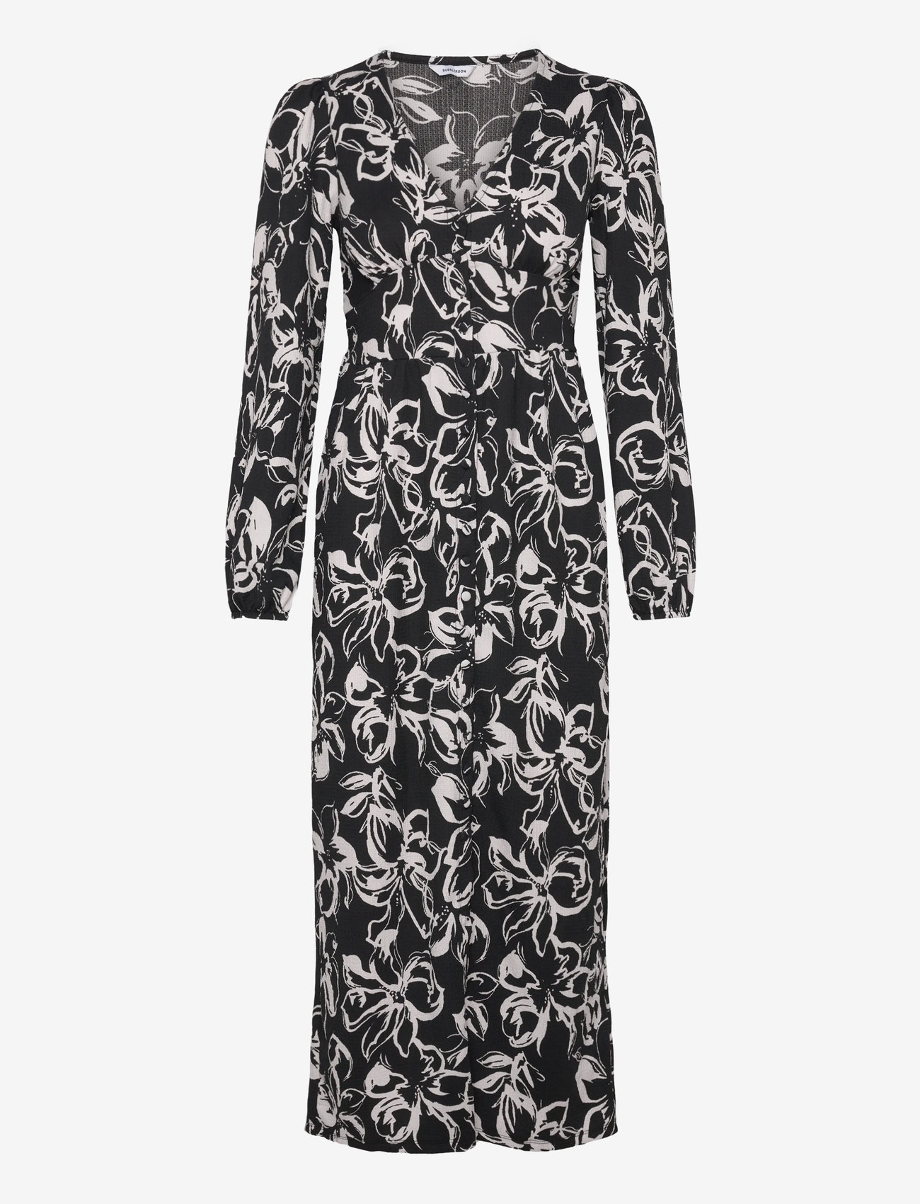 Bubbleroom - Structure Button Midi Dress - midi-kleider - black/floral - 0