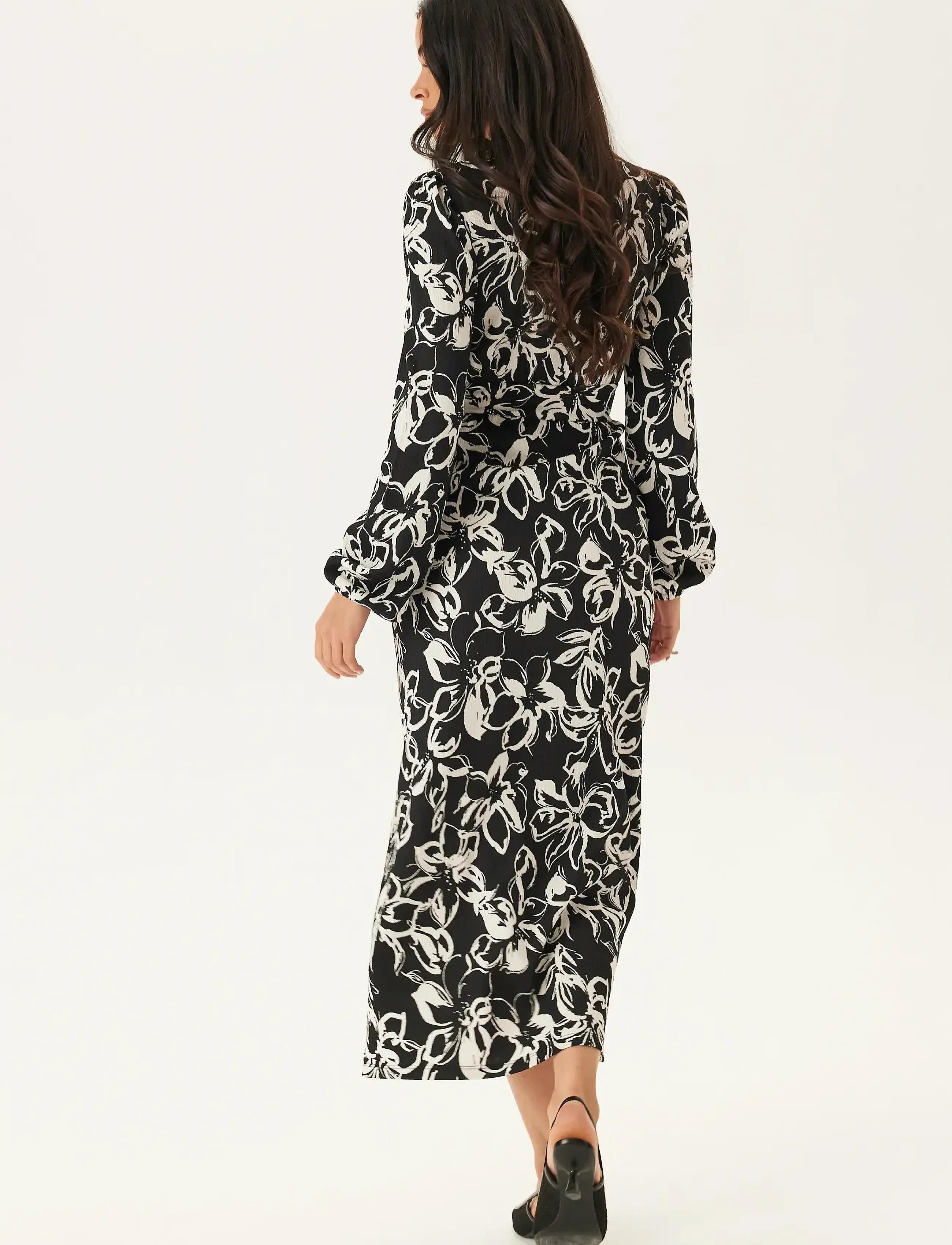 Bubbleroom - Structure Button Midi Dress - midi-kleider - black/floral - 5
