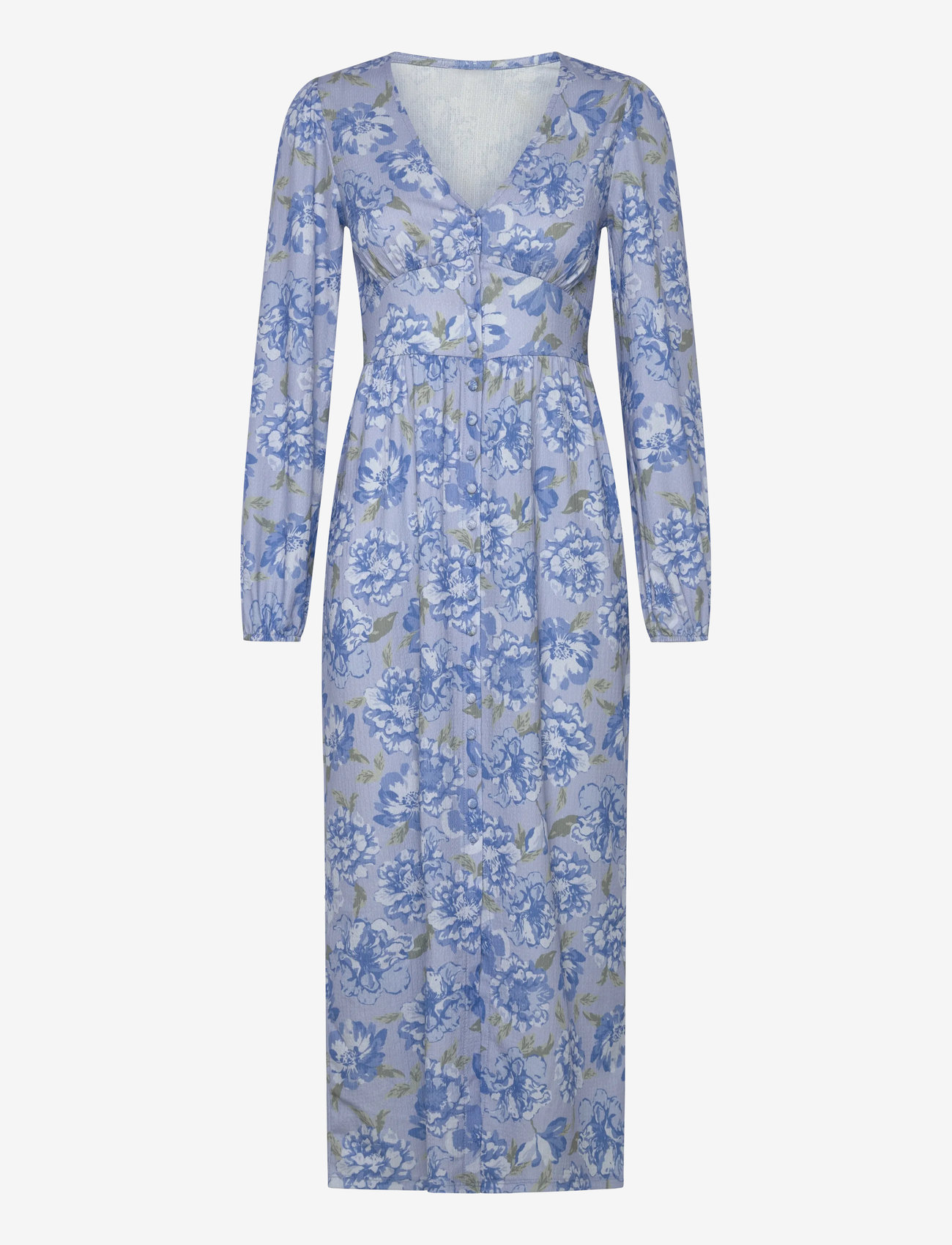 Bubbleroom - Structure Button Midi Dress - midikleidid - blue/floral - 0